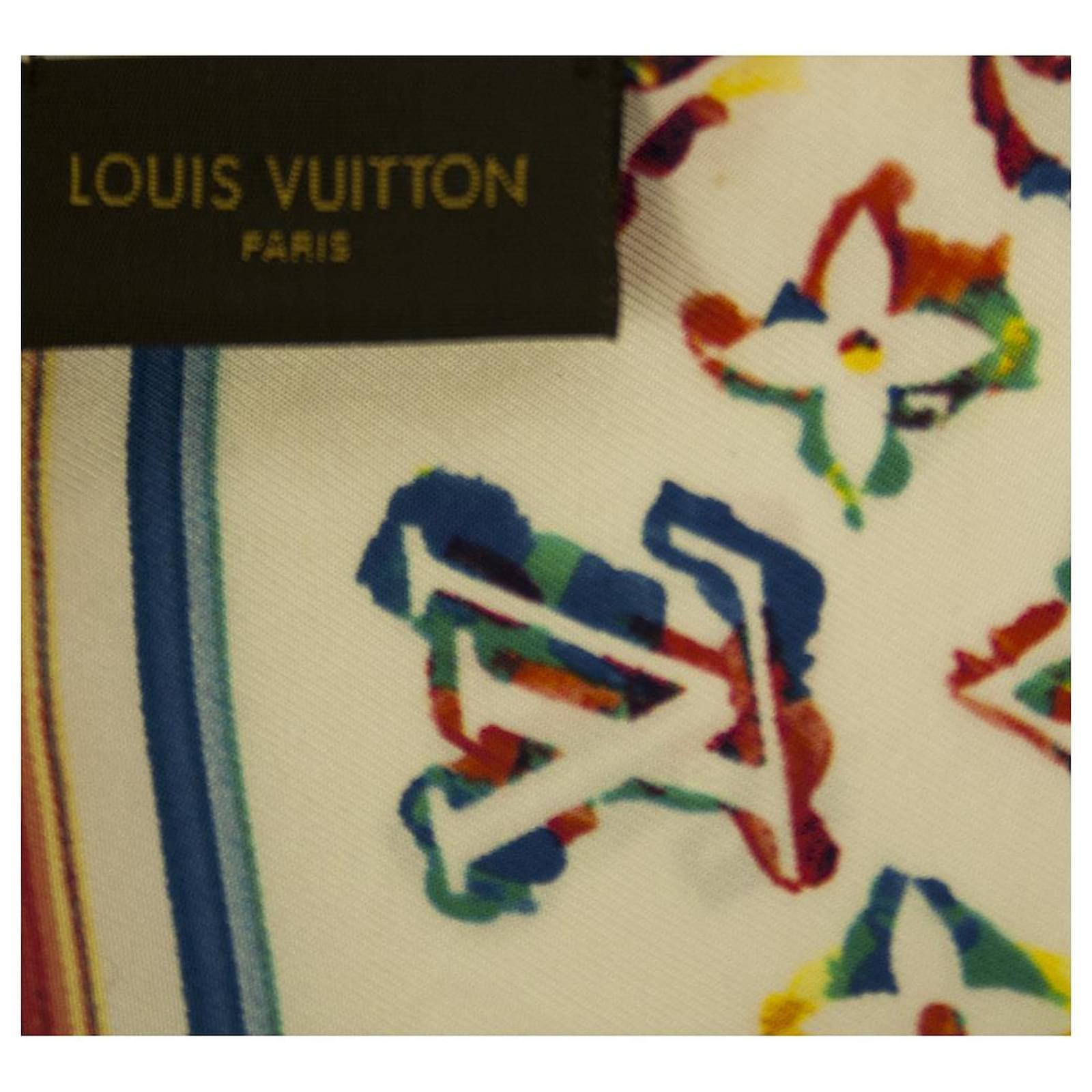 Louis Vuitton Monogram Multicolor Long Rectangular Logo Silk Bandeau Scarf  Multiple colors ref.576421 - Joli Closet