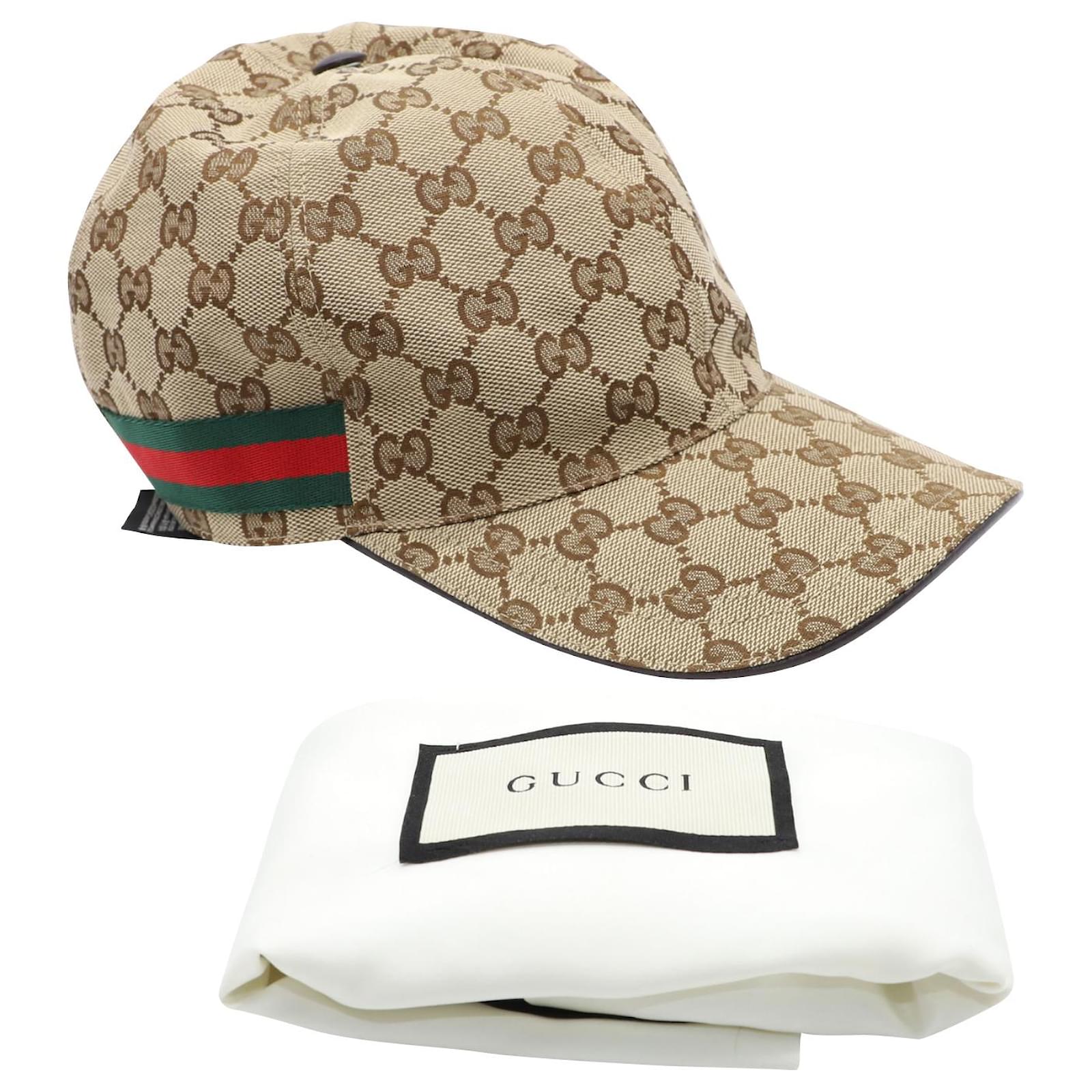 Gucci Beige Original GG Canvas Baseball Hat With Web