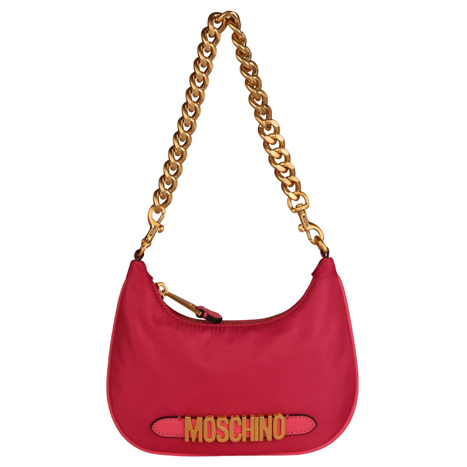 Moschino Logo Plaque Nylon Shoulder Bag Pink ref.578225 Joli Closet