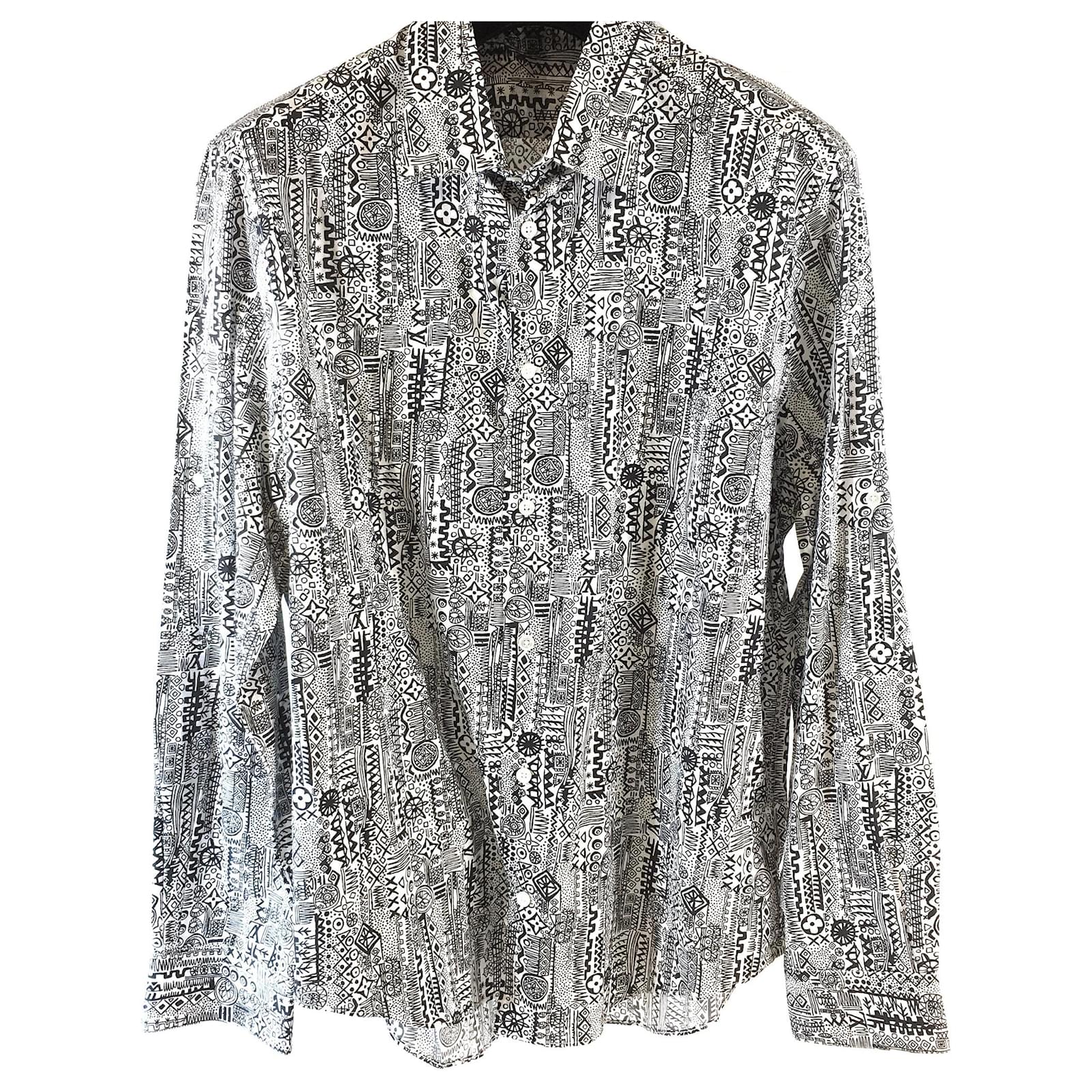 Louis Vuitton Camisa negra y blanca con botones Totem para hombre Negro  ref.578422 - Joli Closet
