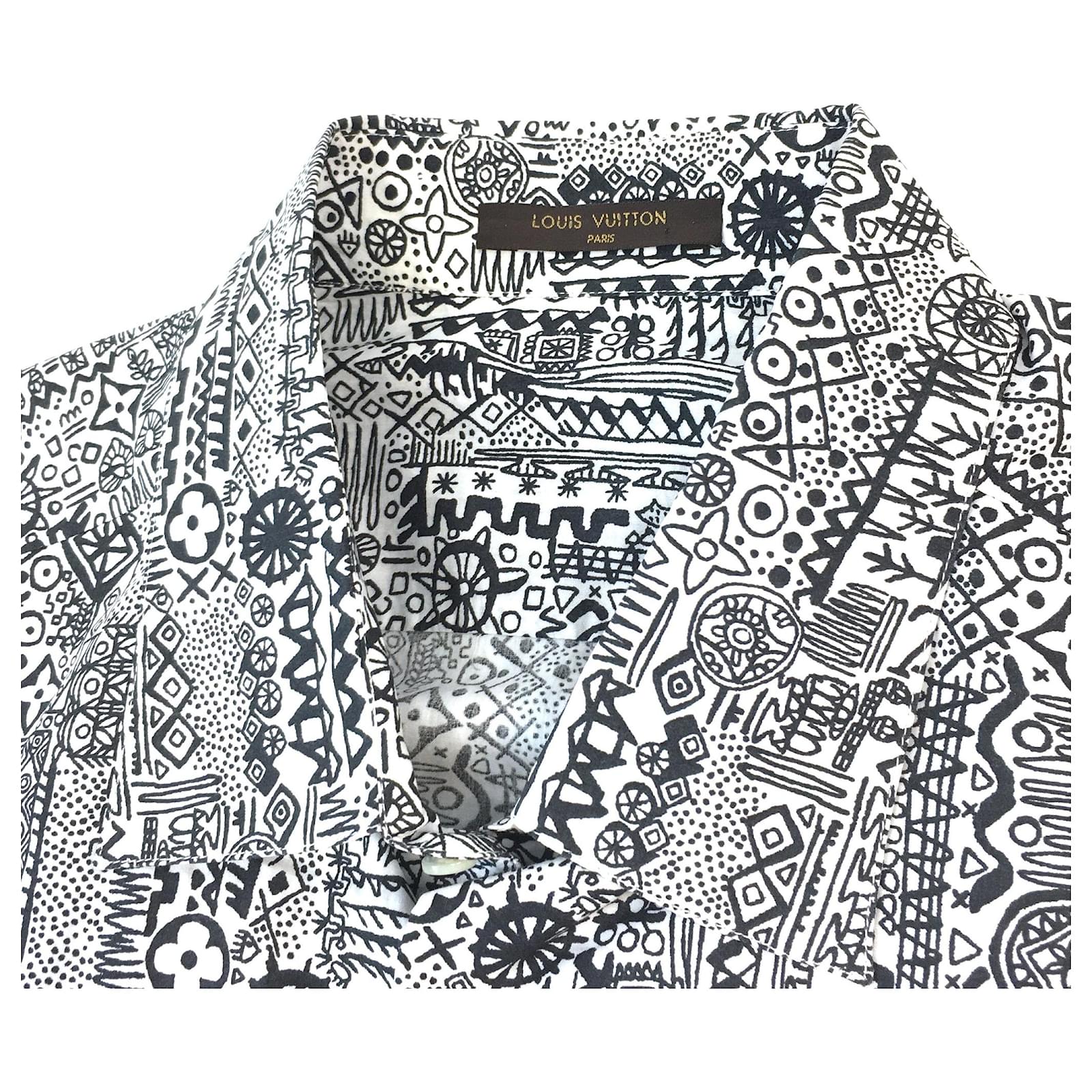 Louis Vuitton Black White Button-down Totem Men's Shirt ref.578422