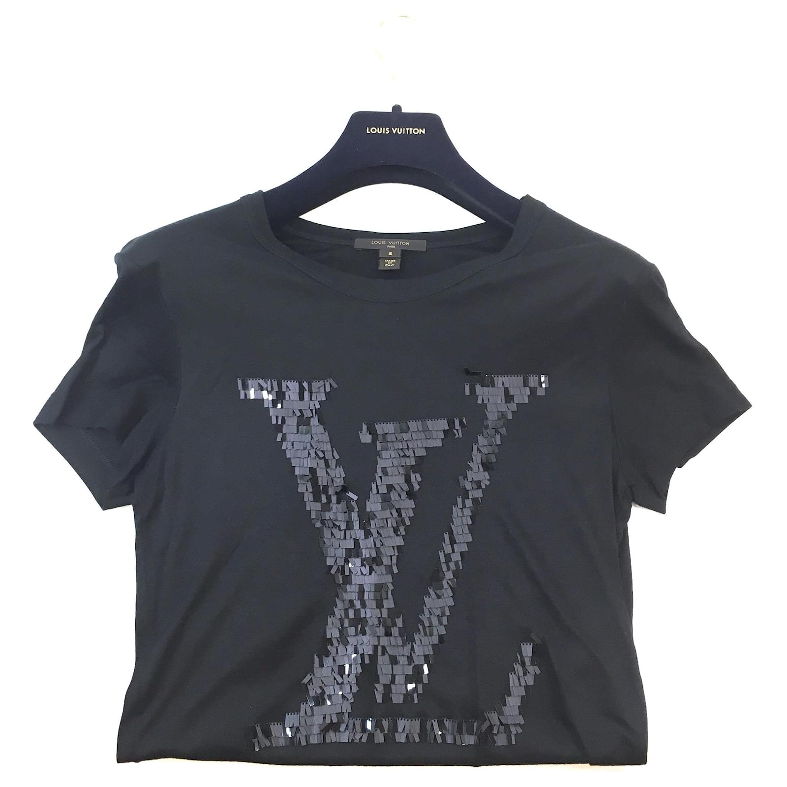 LOUIS VUITTON ブラック ロゴ　ストライプ シャツ S エンブロイダリー シグネチャー ロングスリーブシャツ ｜ルイ