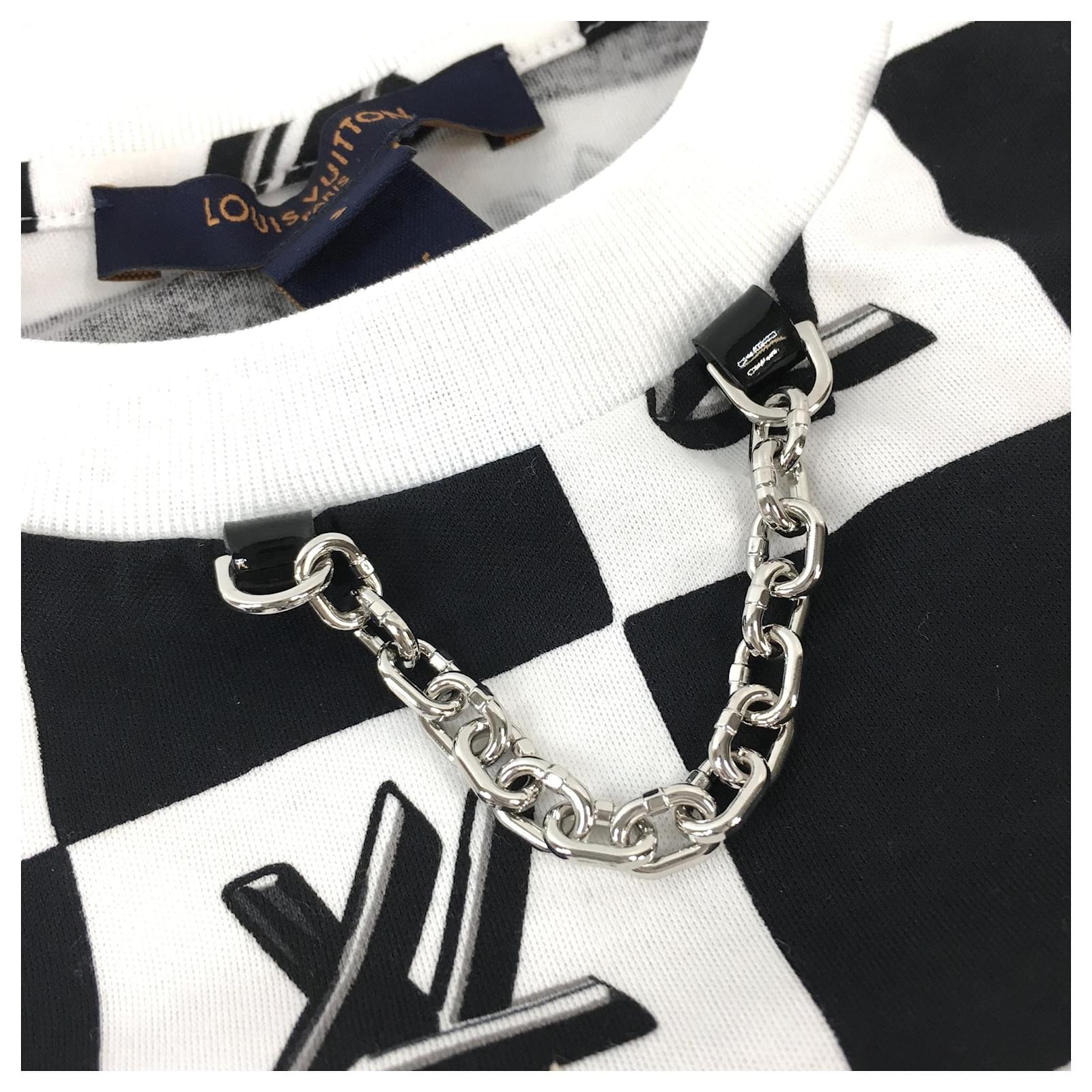 Louis Vuitton Black White Twist Lv Logo Tee Shirt ref.578439 - Joli Closet