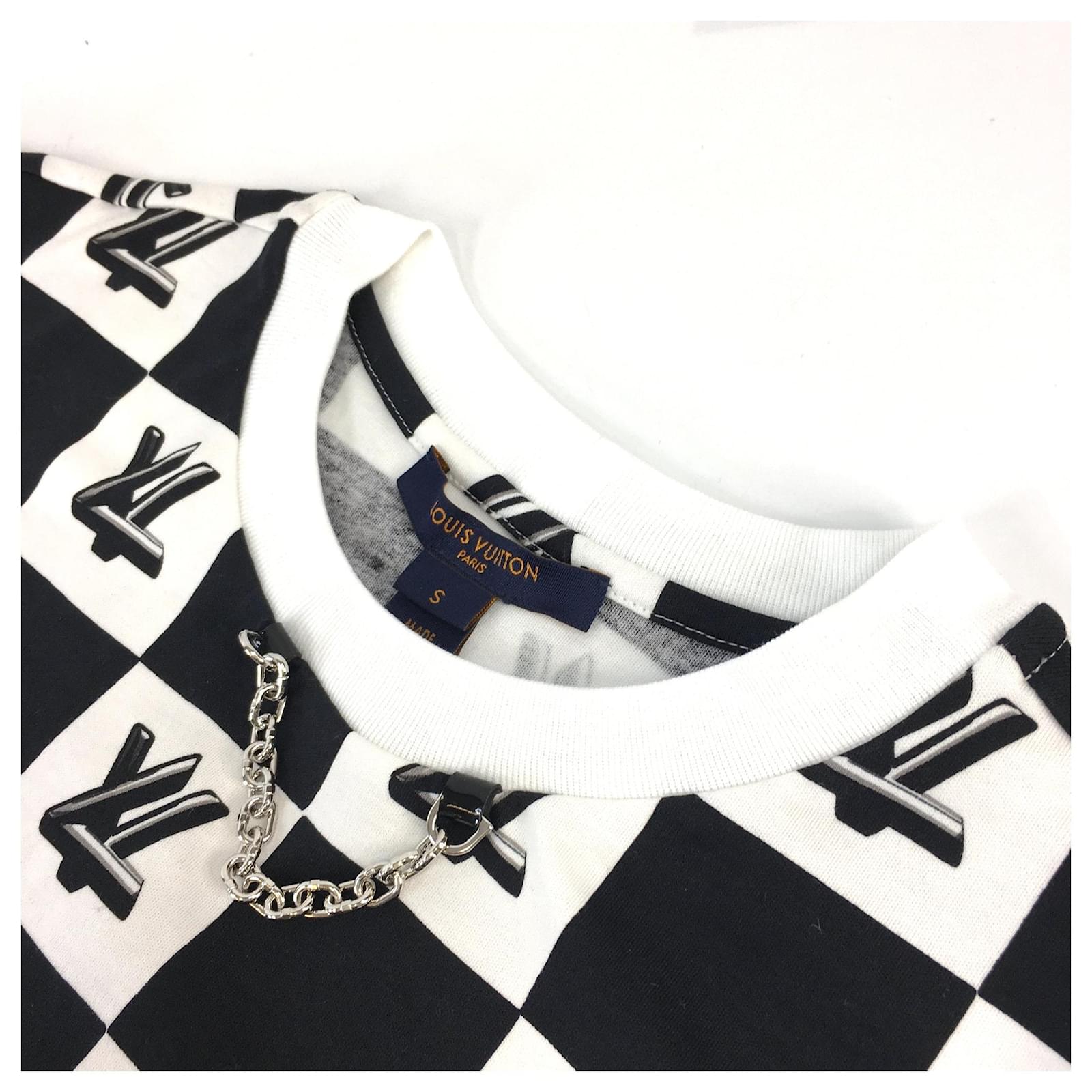 Louis Vuitton Black White Twist Lv Logo Tee Shirt ref.578439 - Joli Closet