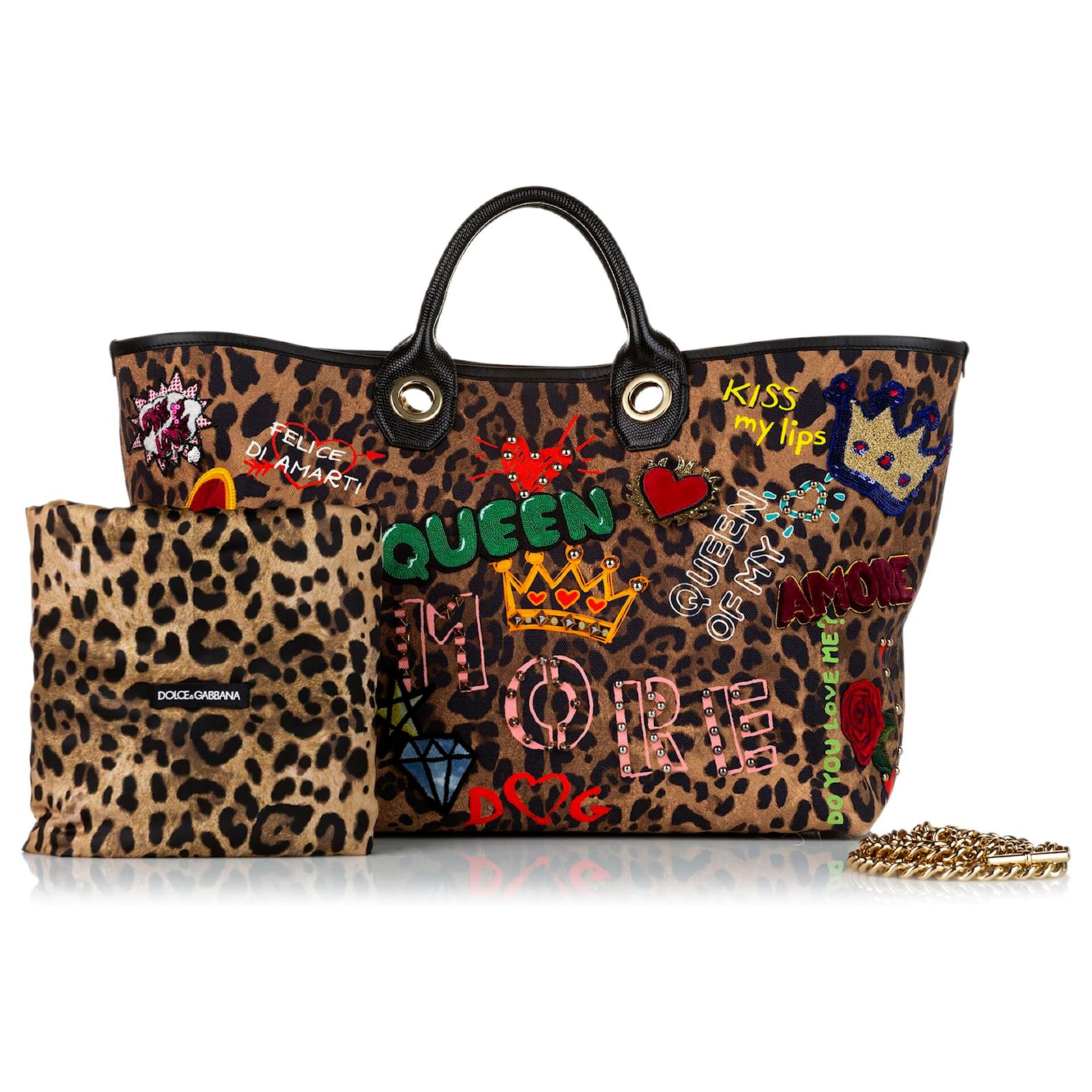 Dolce & Gabbana Vintage - Leopard Printed Tote Bag - Purple - Leather and  Canvas Handbag - Luxury High Quality - Avvenice
