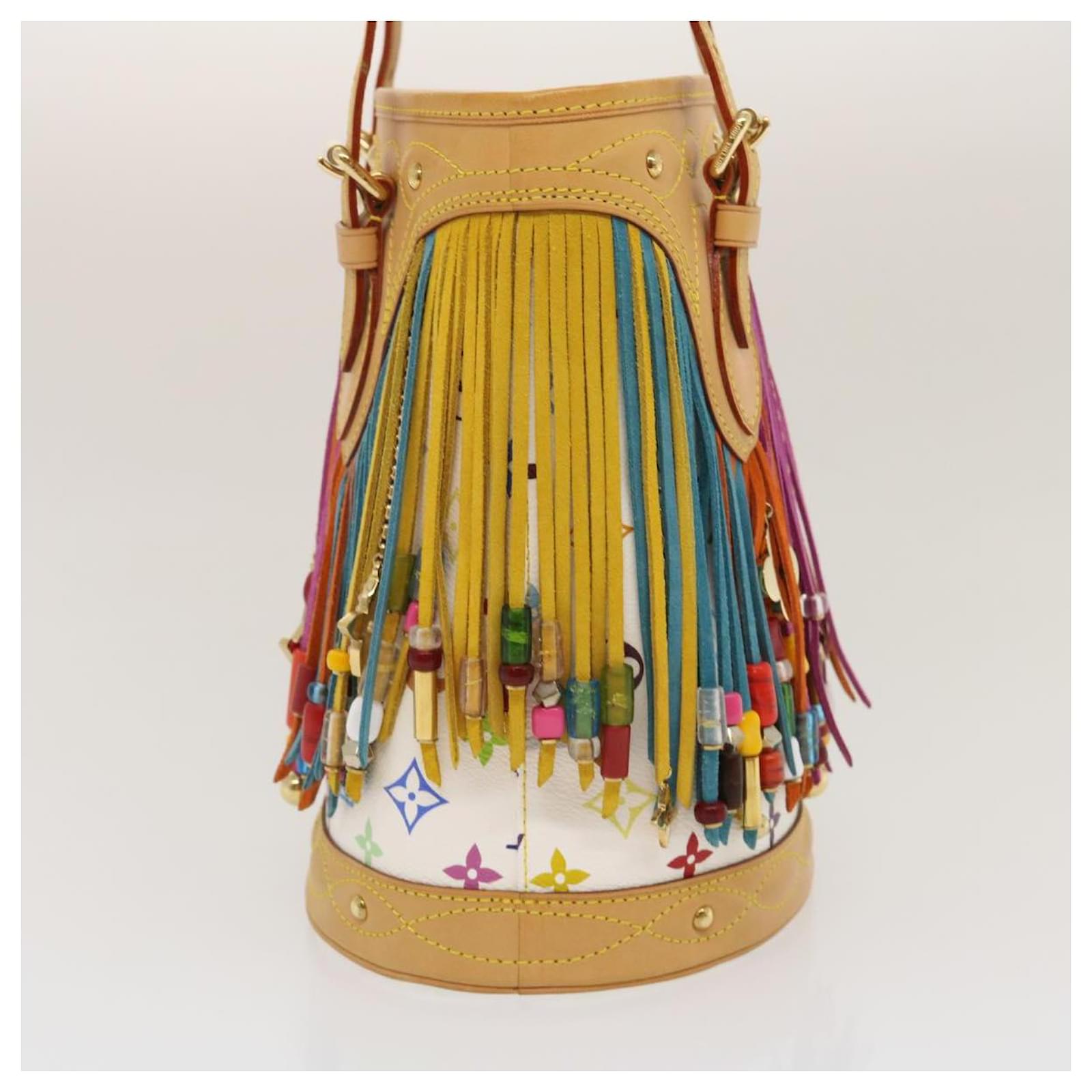 multicolor fringe bucket bag