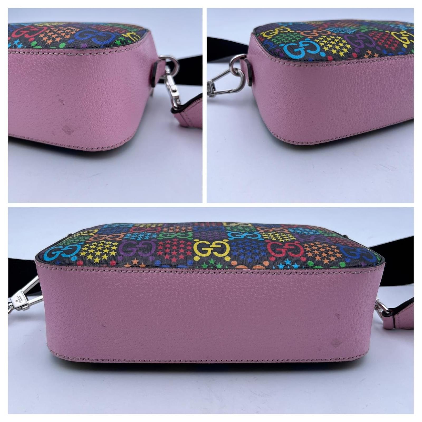 Gucci GG Supreme Monogram Canvas Psychedelic Camera Bag Pink