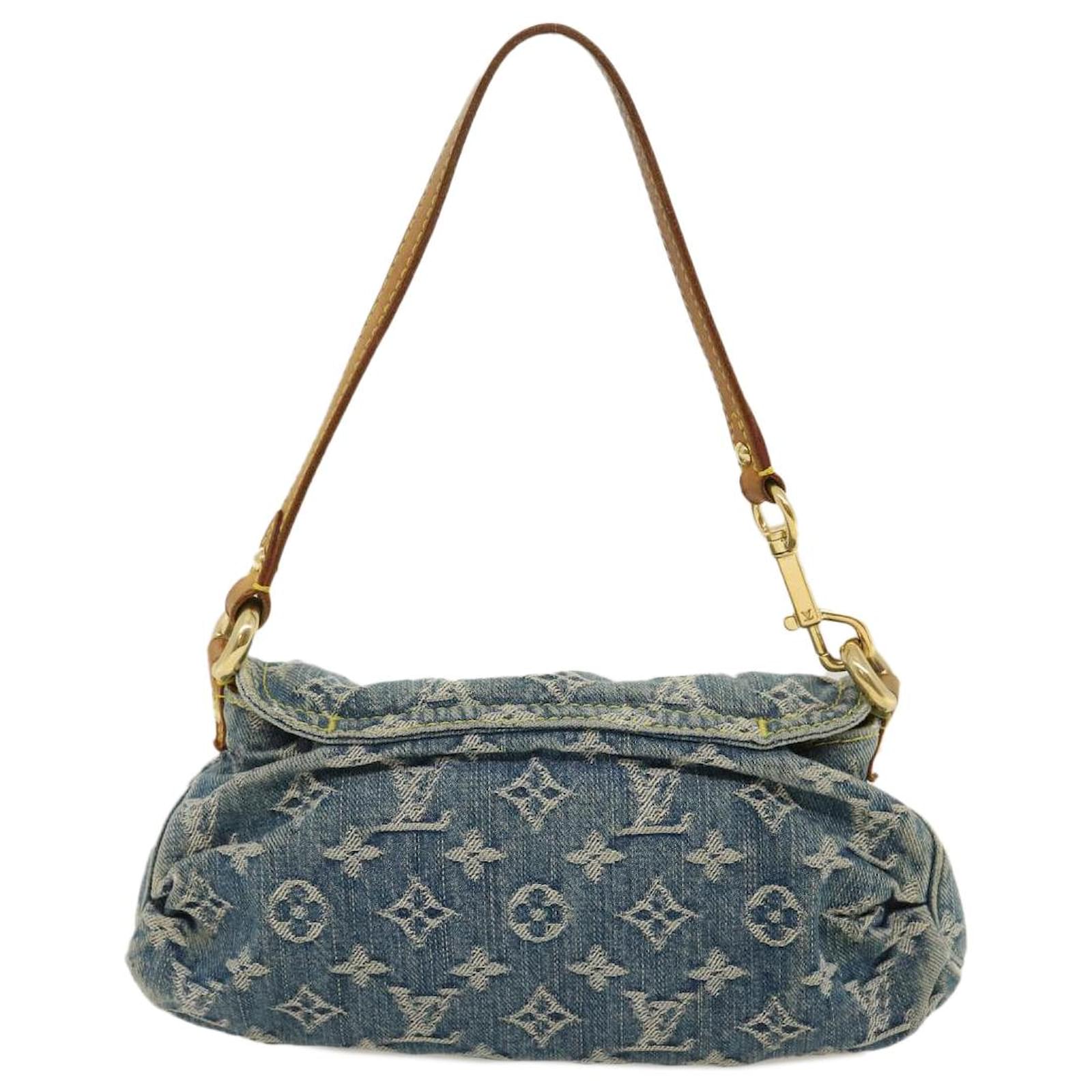 Auth Louis Vuitton Monogram Denim Mini Pretty M95050 Women's Handbag Blue