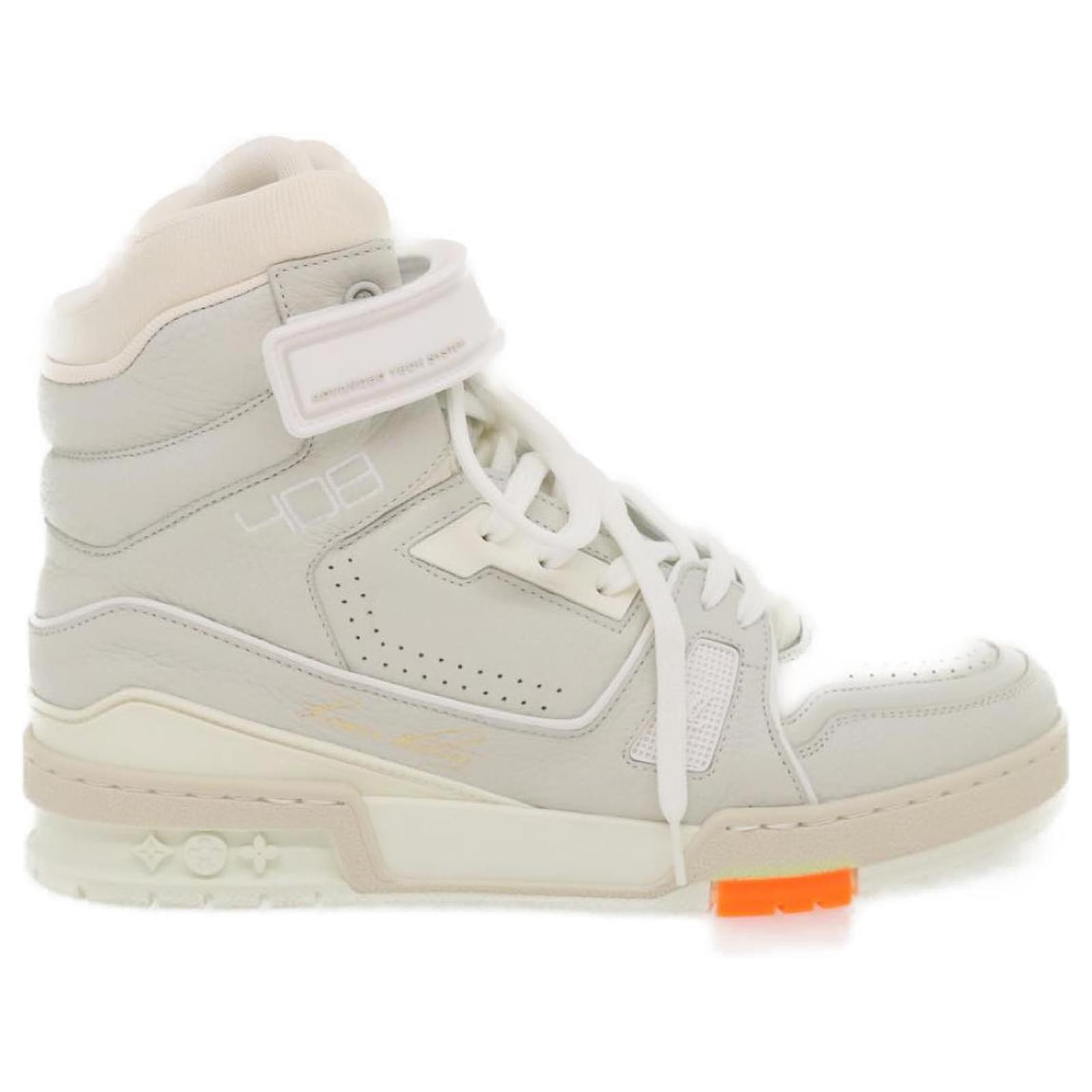 Trainer sneaker boot high leather high trainers Louis Vuitton White size 8  UK in Leather - 35609136