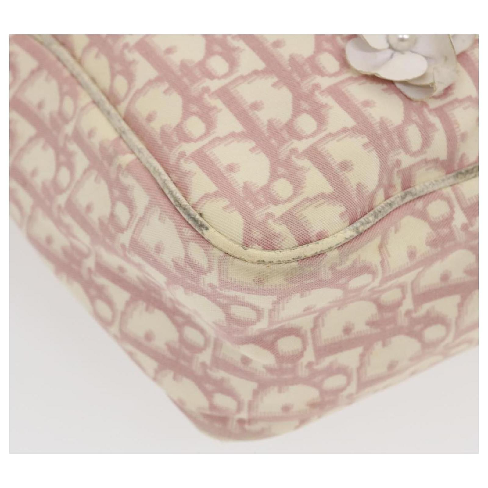 Christian Dior Trotter Canvas Flower Shoulder Bag Pink Auth yk4486 Cloth  ref.579804 - Joli Closet