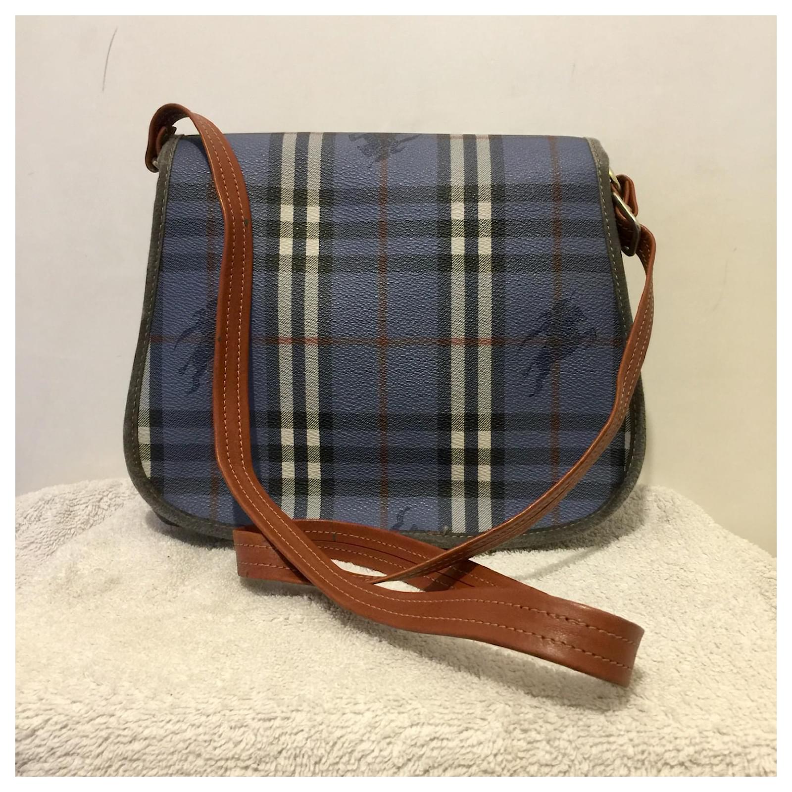 Burberry vintage shoulder / crossbody bag Haymarket pattern Blue Multiple  colors Cloth ref.581418 - Joli Closet