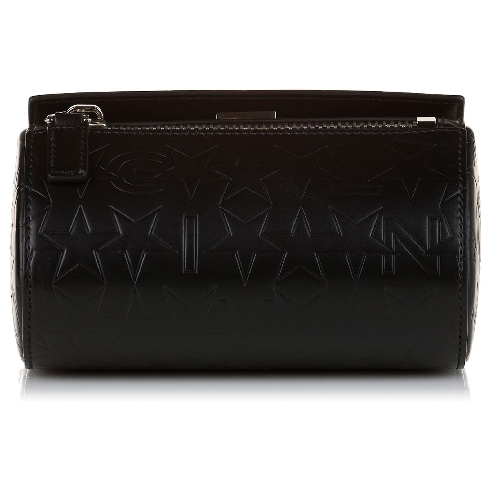 Givenchy Black Star Embossed Logo Pandora Box Leather