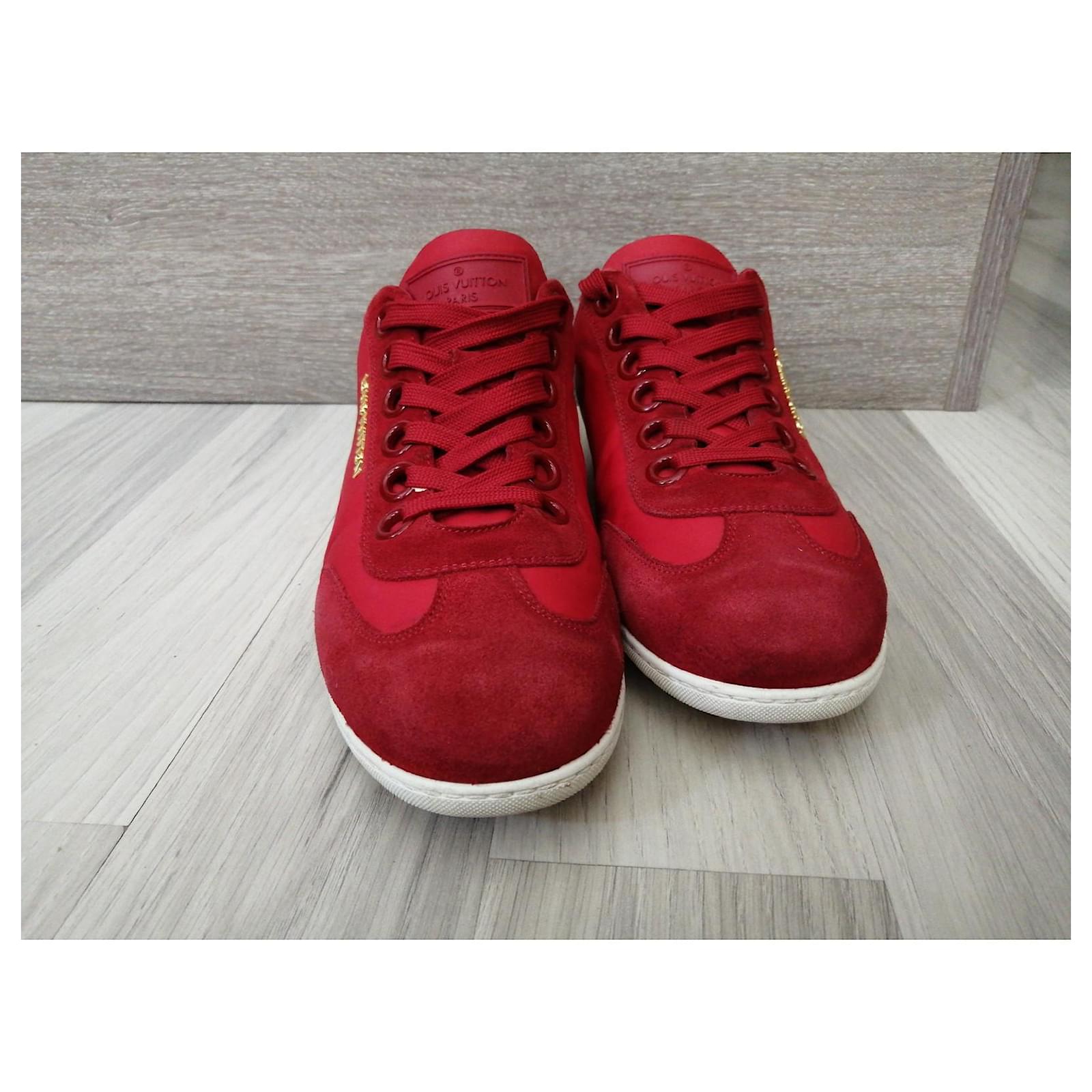 Louis Vuitton Sneakers Red Suede Nylon ref.581748 - Joli Closet