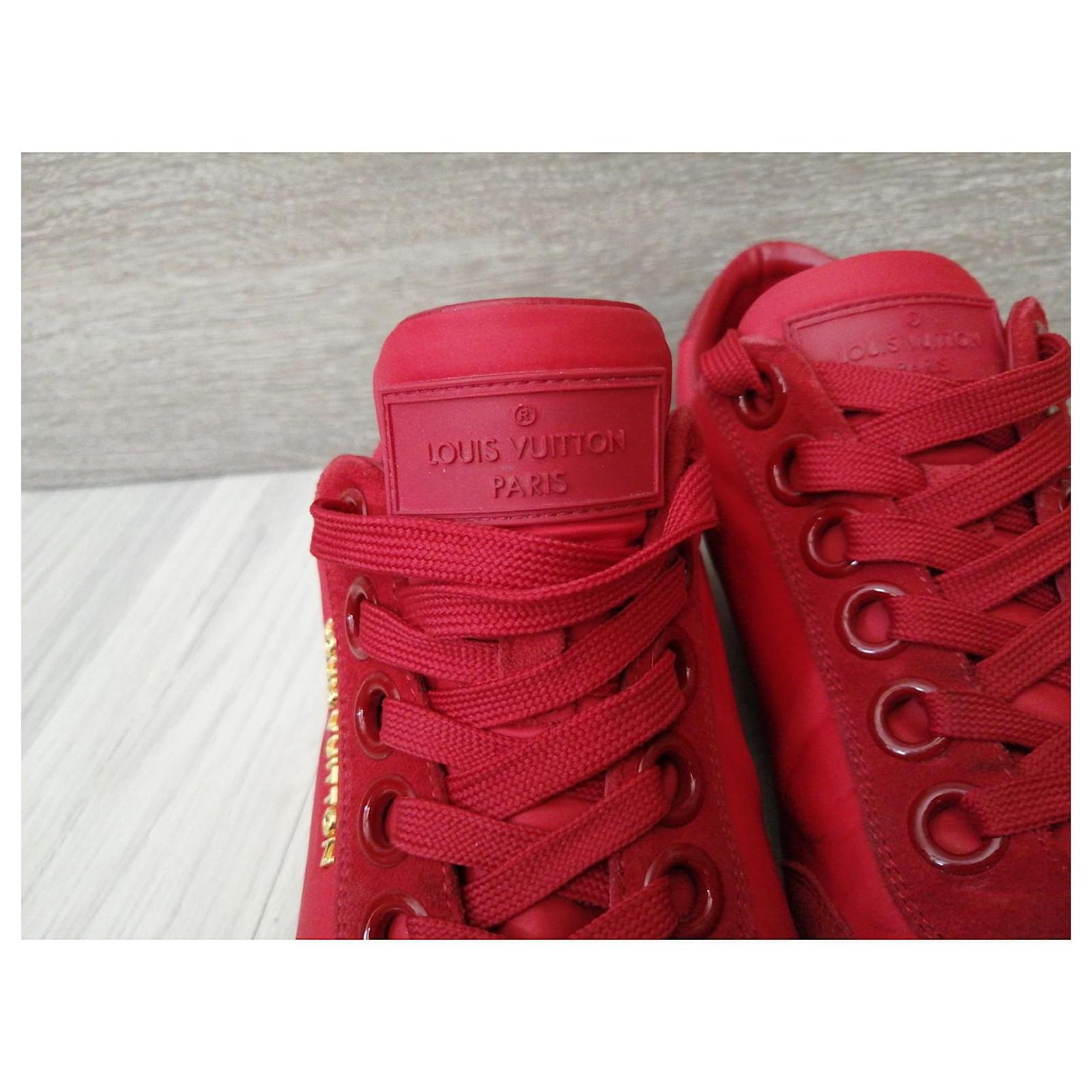 Louis Vuitton Sneakers Red Suede Nylon ref.581748 - Joli Closet
