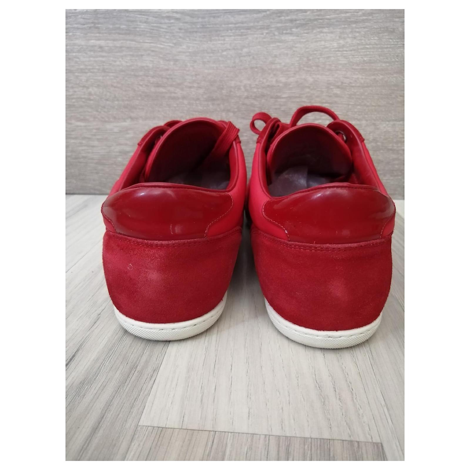 Louis Vuitton Sneakers Red Suede Nylon ref.581748 - Joli Closet