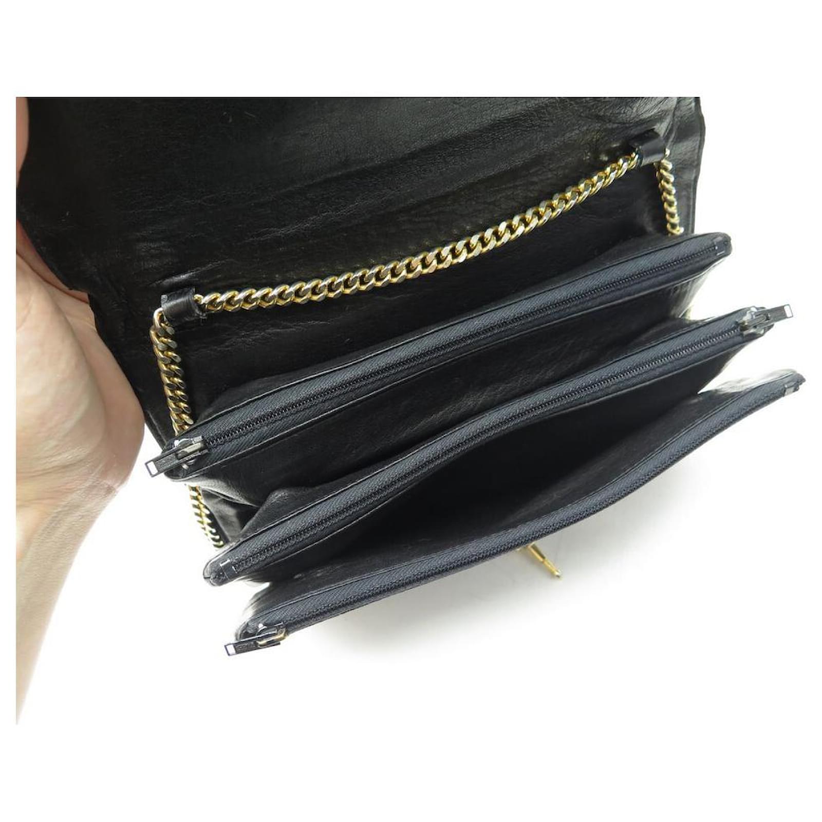 Céline VINTAGE CELINE HANDBAG POUCH IN BLACK CROCODILE LEATHER