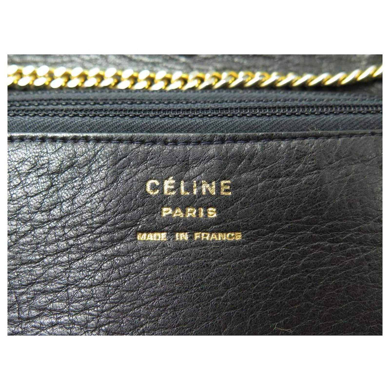 Céline VINTAGE CELINE HANDBAG POUCH IN BLACK CROCODILE LEATHER