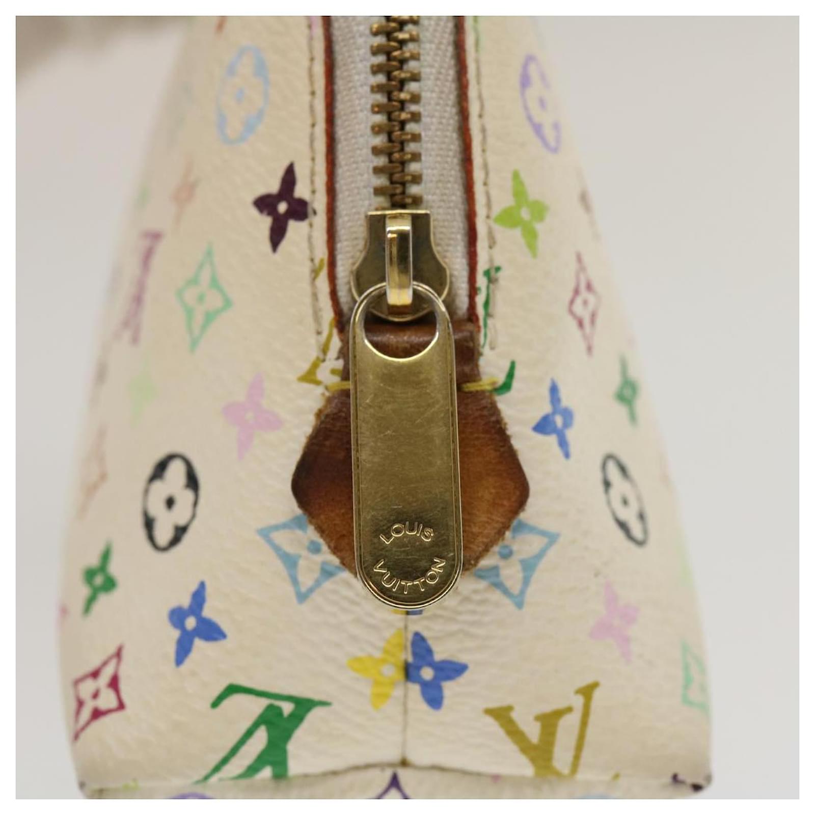 LOUIS VUITTON Multicolor Pochette Cosmetic Pouch White M47354 LV Auth 35022  ref.770783 - Joli Closet