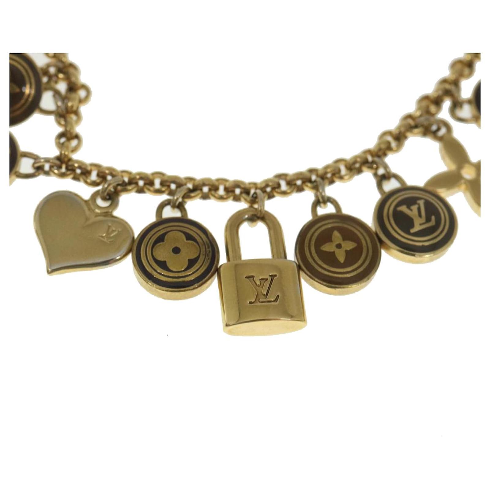 LOUIS VUITTON Porte Cles Chainne Pastilles Charm Gold Brown M65386