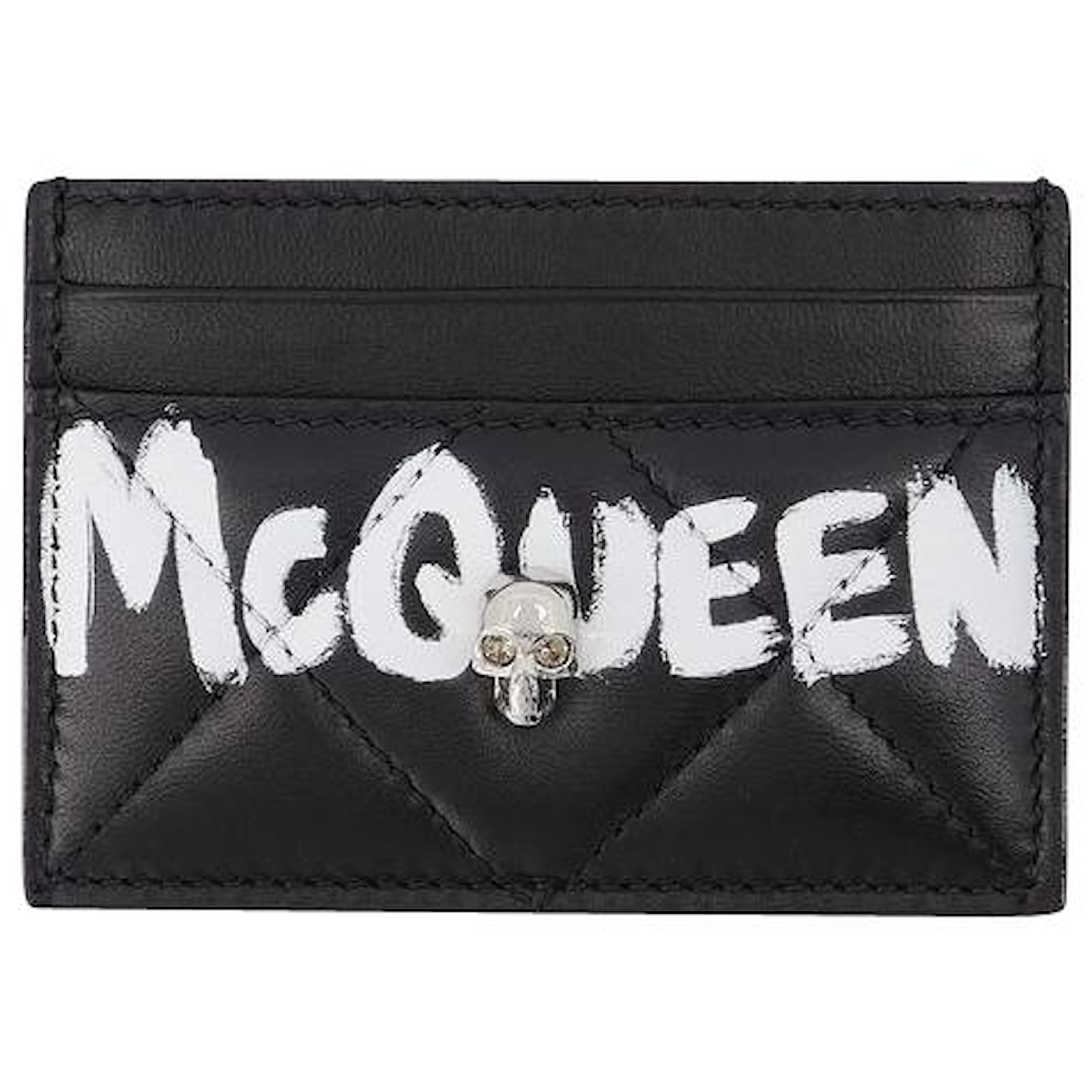 Alexander Mcqueen Men Black Leather Card Holder
