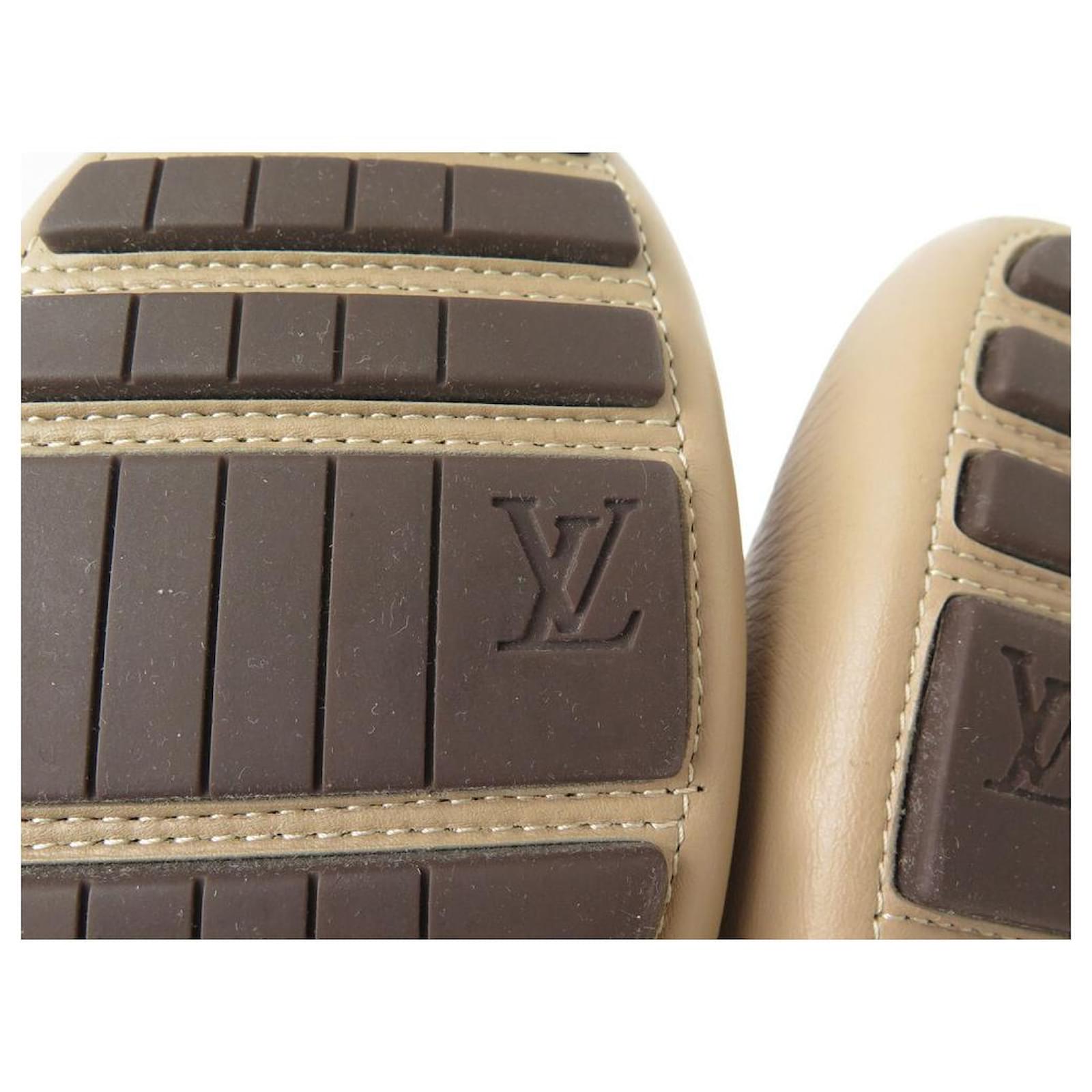 NEW LOUIS VUITTON SHOES LOMBOK MOCCASIN 8.5 42.5 BEIGE LEATHER BOX
