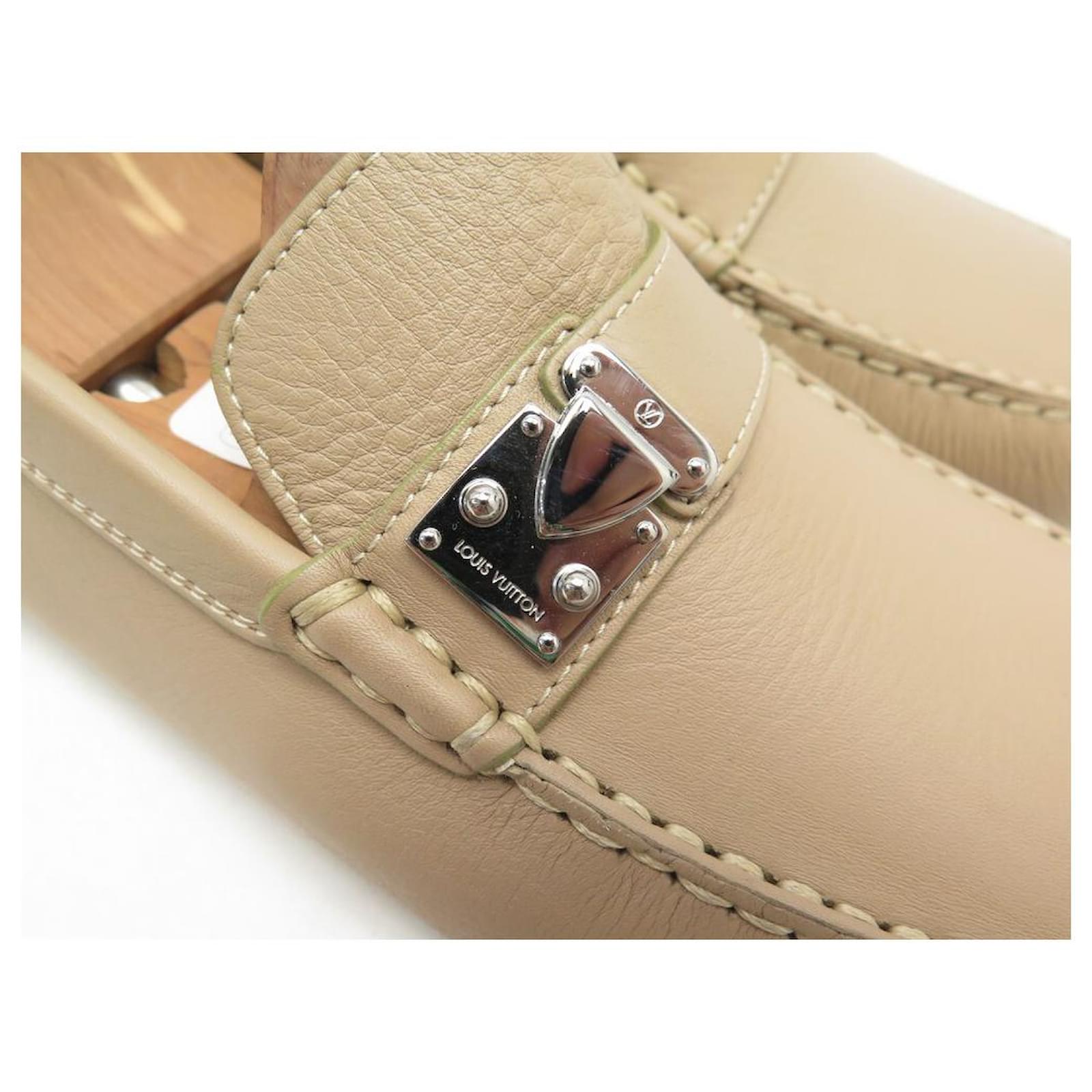 NEW LOUIS VUITTON SHOES LOMBOK MOCCASIN 8.5 42.5 BEIGE LEATHER BOX