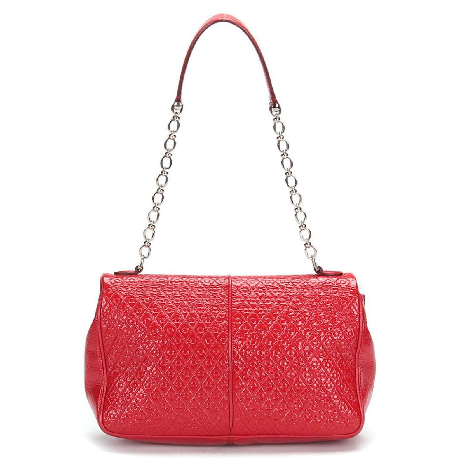 セール★Tod's TSA TRACOLLINA Tod's Signature Patent Leather Tracollina Flap Bag Red ref