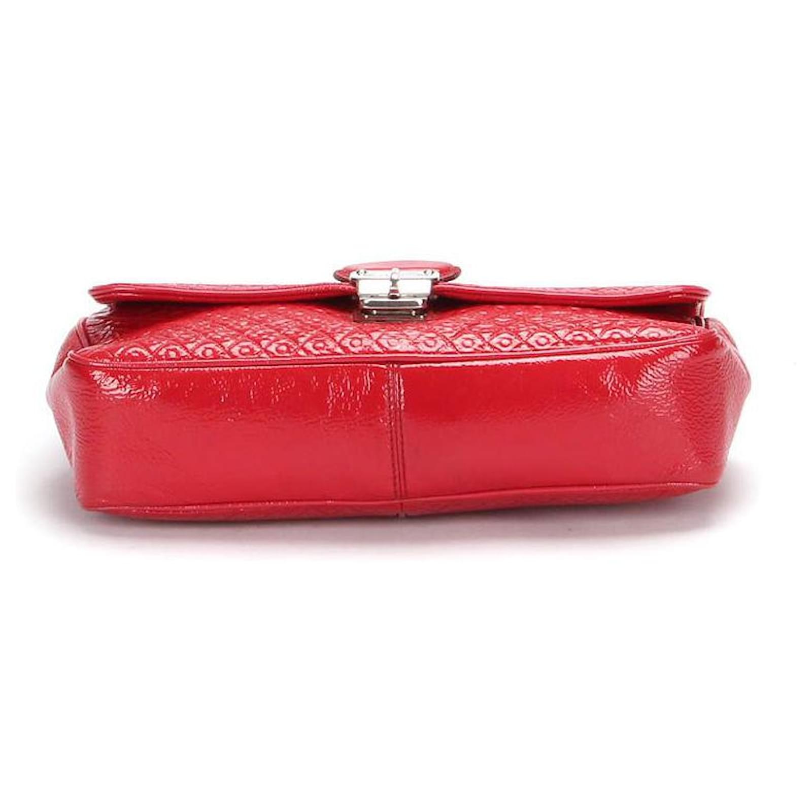 Tod's Signature Patent Leather Tracollina Flap Bag Red ref