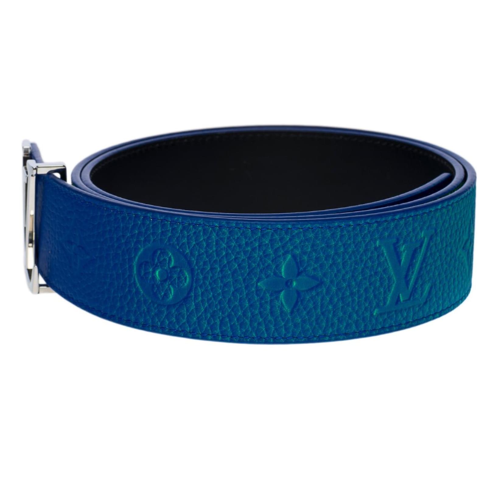 Louis Vuitton Teal and Burgundy Taurillon Calfskin Leather LV Initiales  Belt at 1stDibs