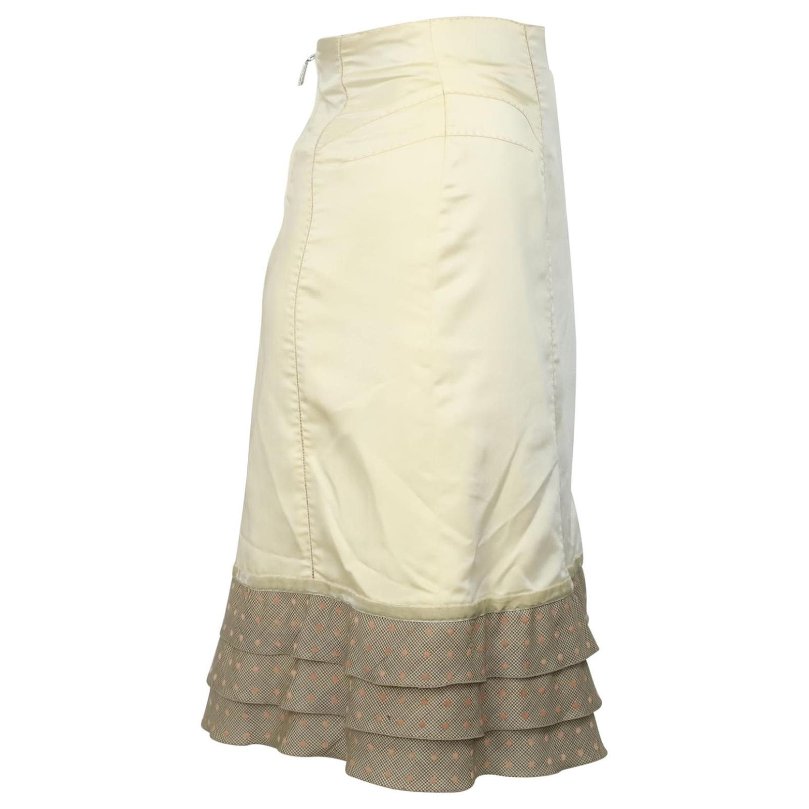 Louis Vuitton Midi Skirt with Contrasting Trims in Cream Polyamide ...