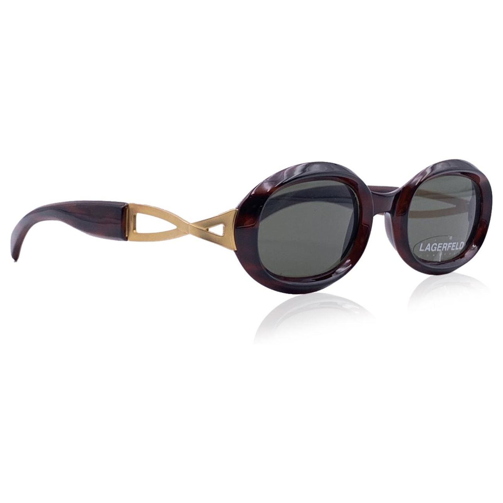 Karl Lagerfeld Paris Oval Sunglasses NEW Karl Lagerfeld Paris 58MM Oval Sunglasses Havana Brown w  main image 4