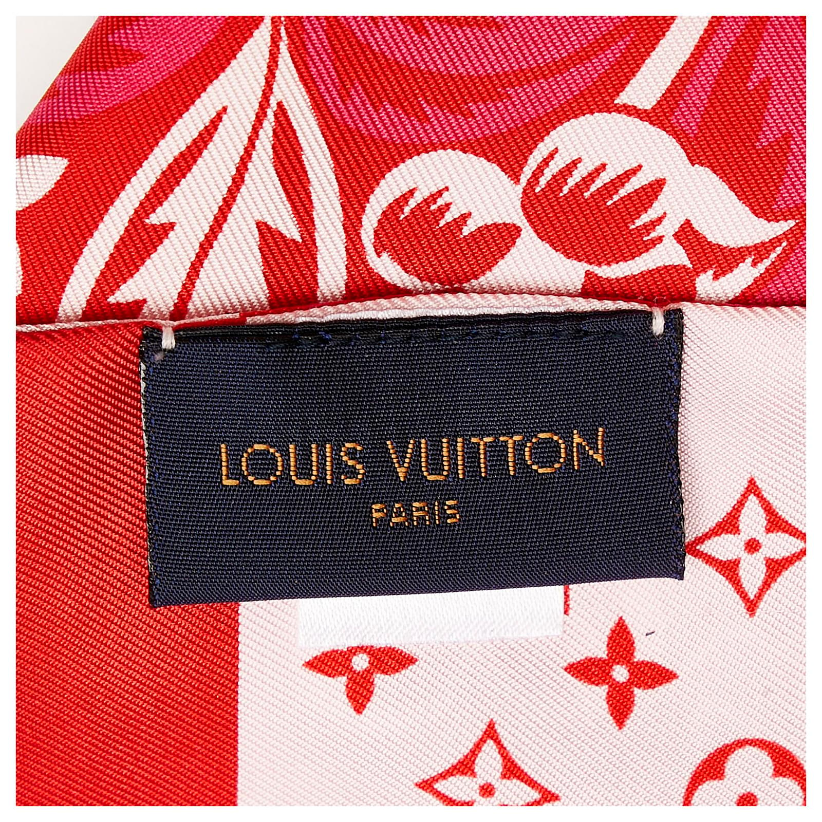 Louis Vuitton Red Printed Twilly Silk Scarf White Cloth ref.585769