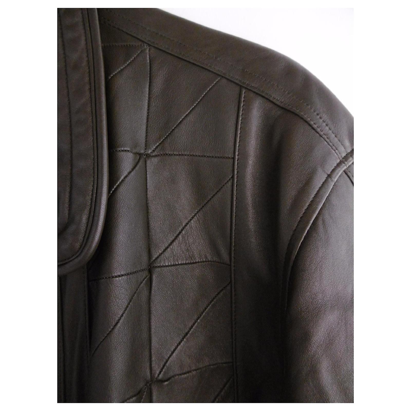 Giacca o cappotto in pelle da uomo Pierre Balmain Khaki Brown