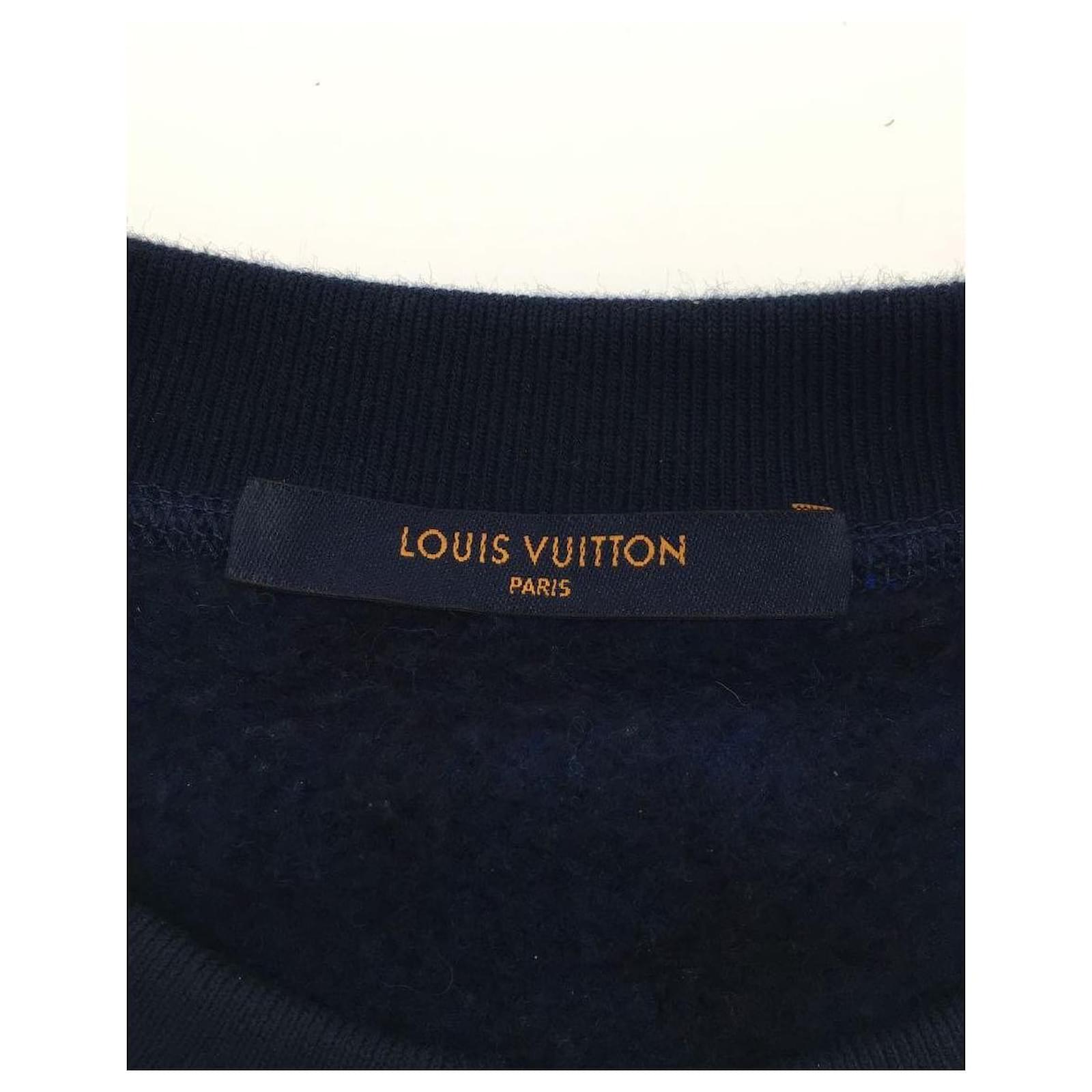 Louis Vuitton Men's Crewneck Sweater Cotton and Acrylic Blend Monogram  Jacquard Blue 20748122