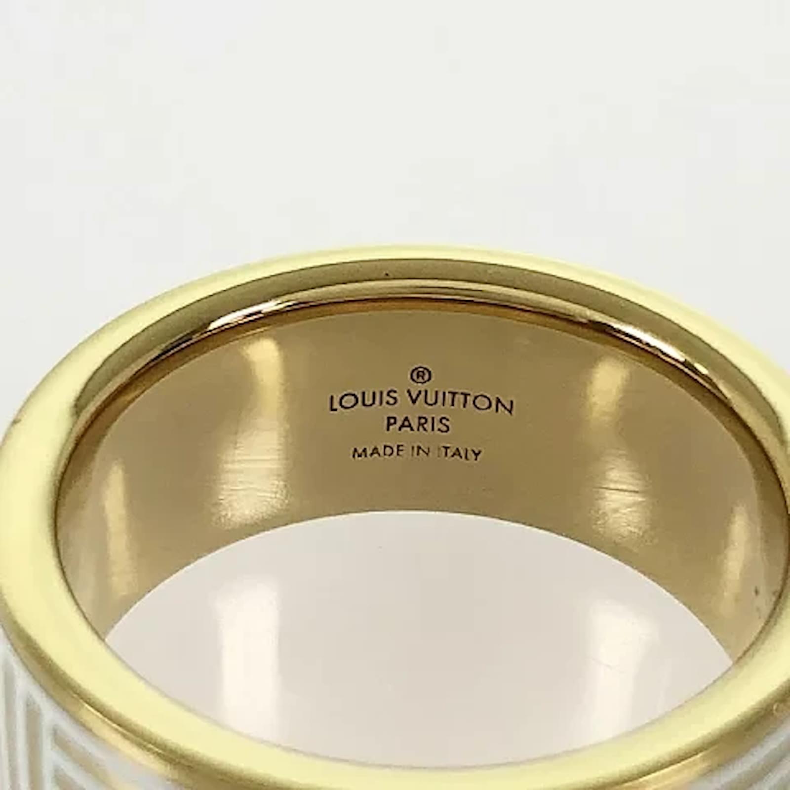 Authenticated used Louis Vuitton Louis Vuitton Ring Berg Metal E Boa M65340 About 17 Metal/Wood Men's, Size: One size, Silver