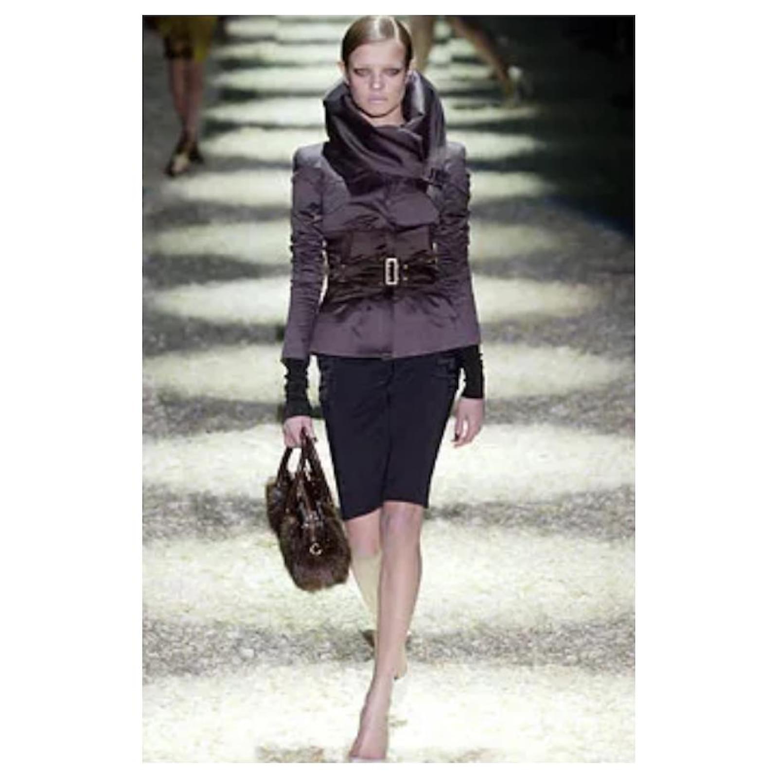 Gucci x Tom Ford AW03 Stretch Silk Pencil Skirt Black ref.586632