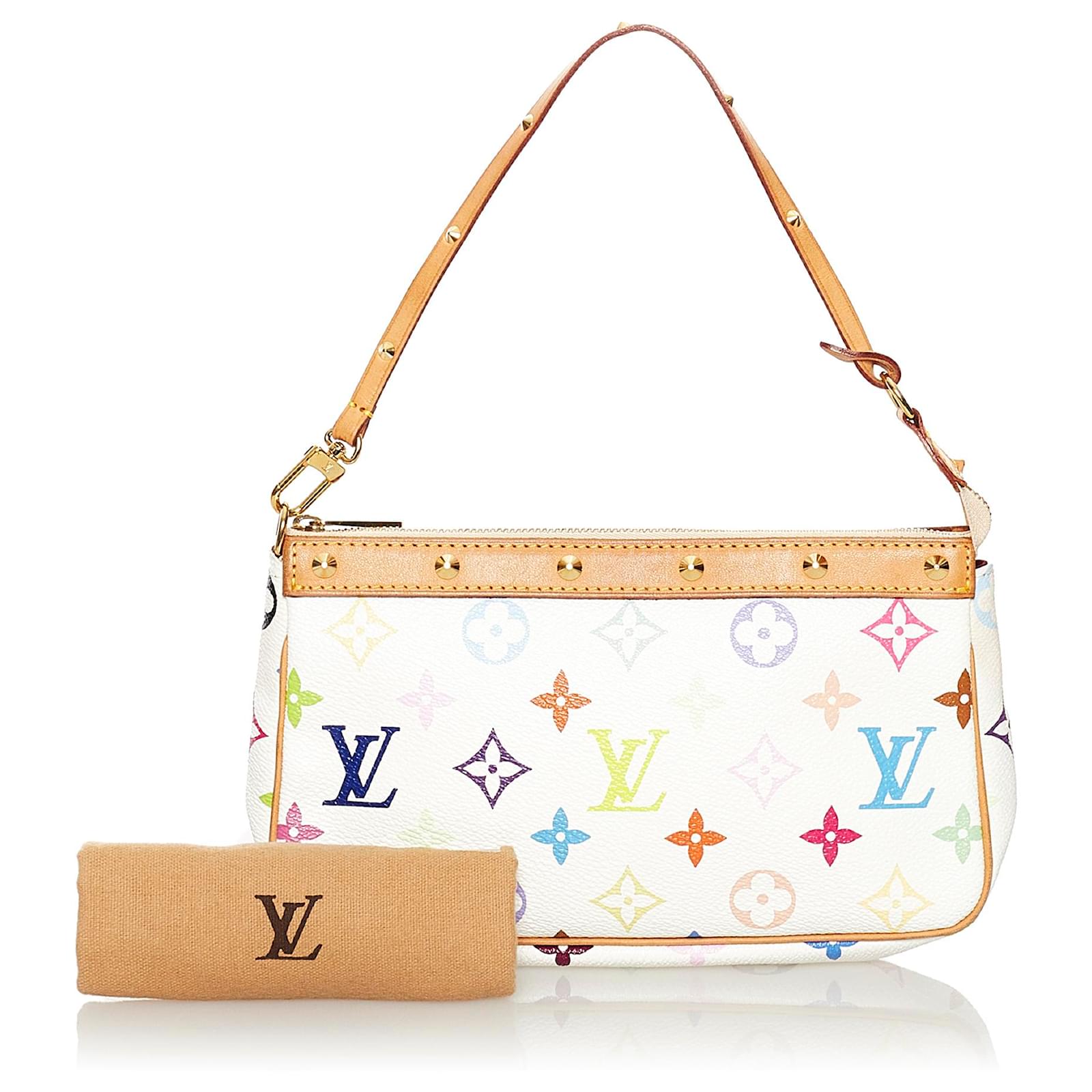 LOUIS VUITTON Monogram Multicolor Pochette Accessories White 1300353