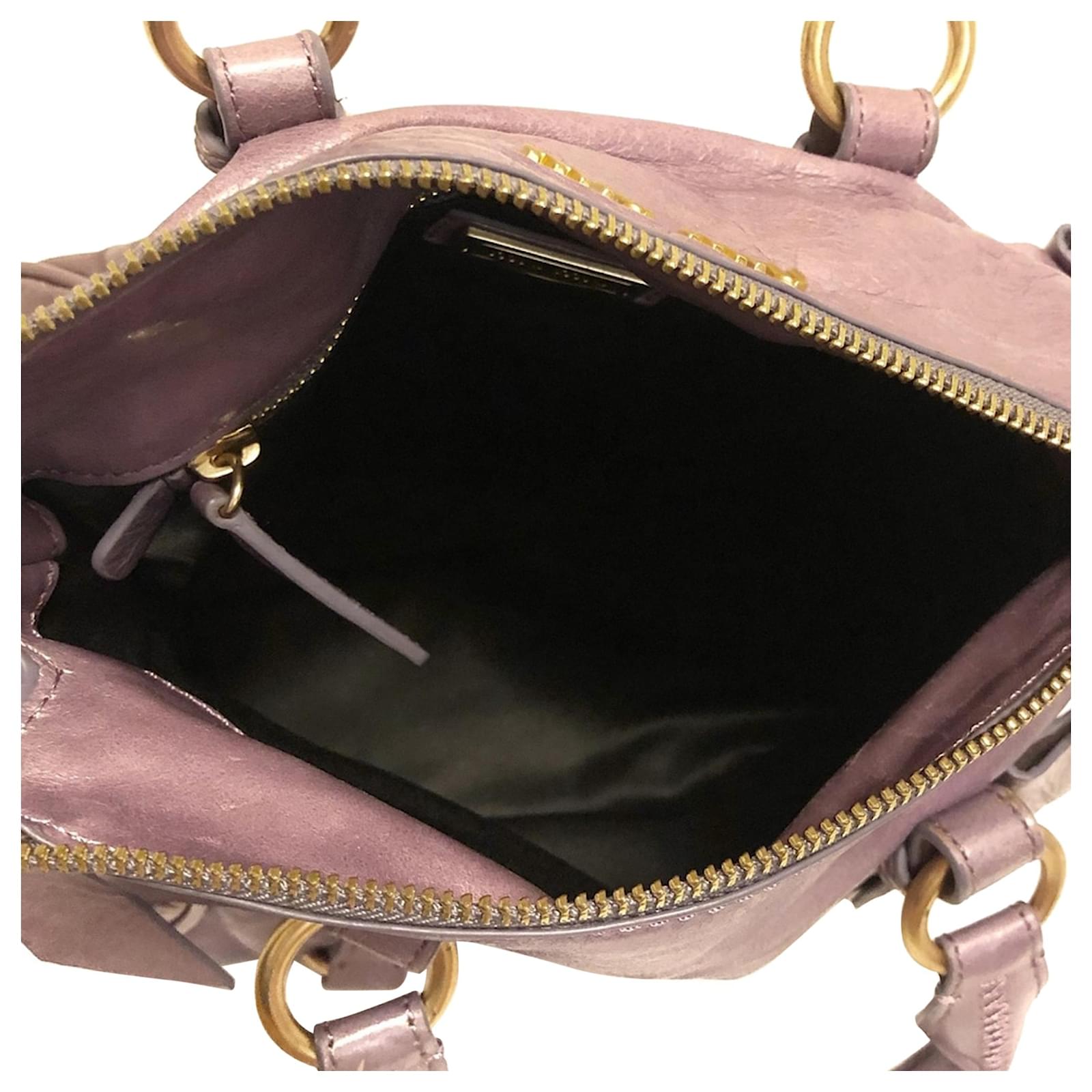 Miu Miu Purple Vitello Lux Bow Satchel Leather Pony-style calfskin  ref.586851 - Joli Closet