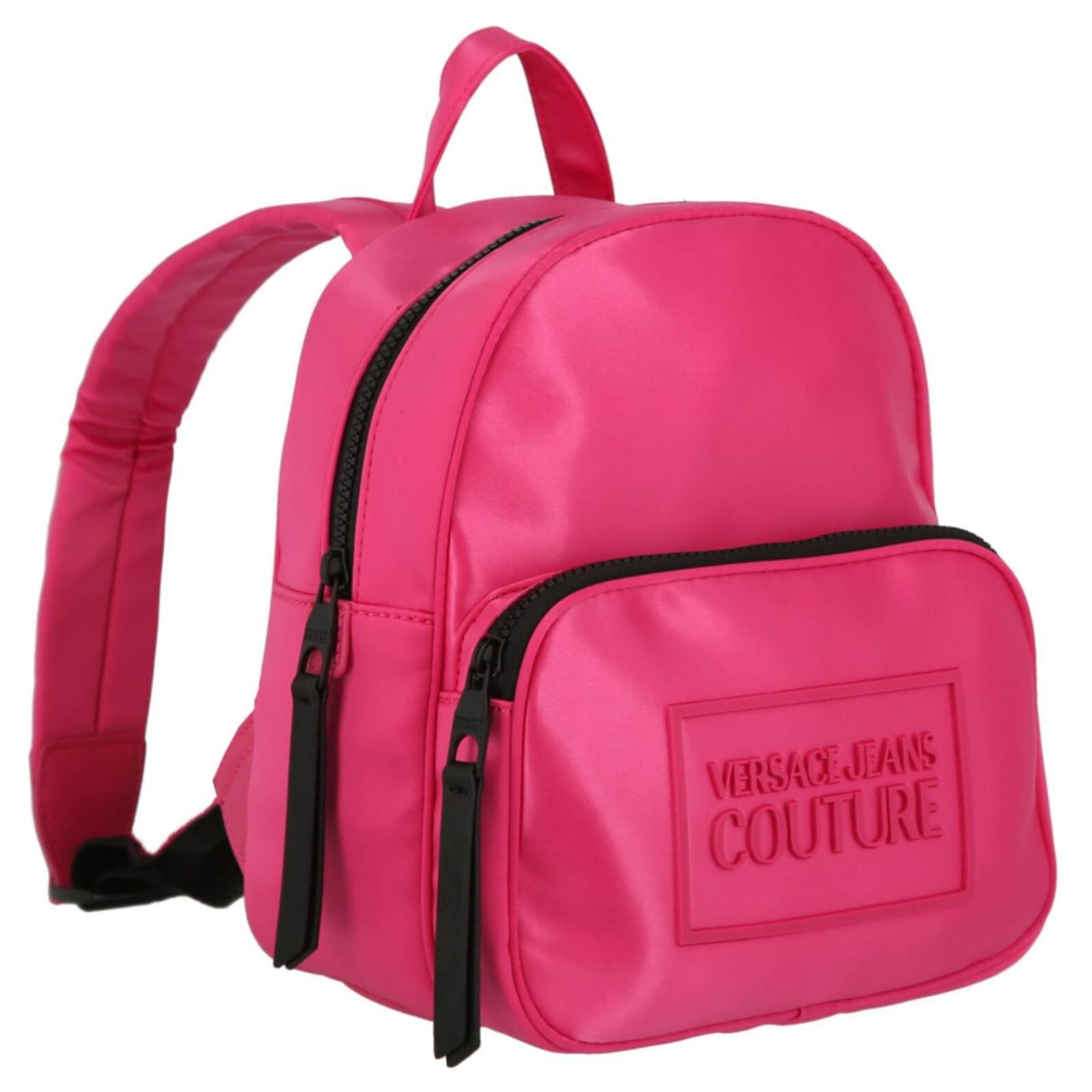 Autre Marque Versace Jeans Couture Logo Patch Backpack Pink Polyester  ref.587206 - Joli Closet