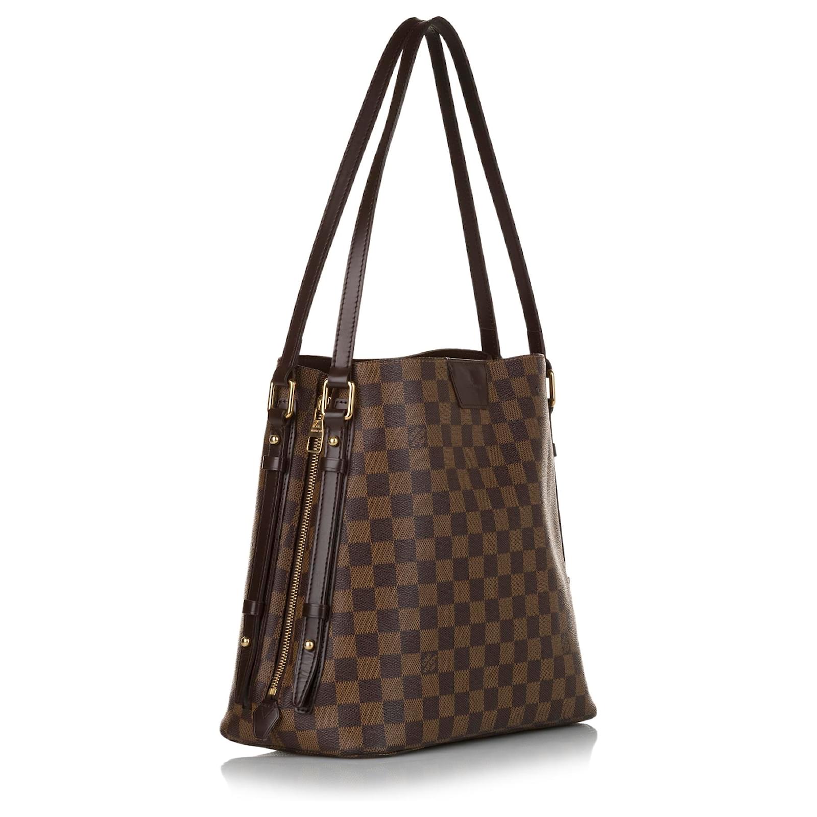 Louis Vuitton Brown Damier Ebene Cabas Rivington Leather Cloth Pony-style  calfskin ref.587575 - Joli Closet
