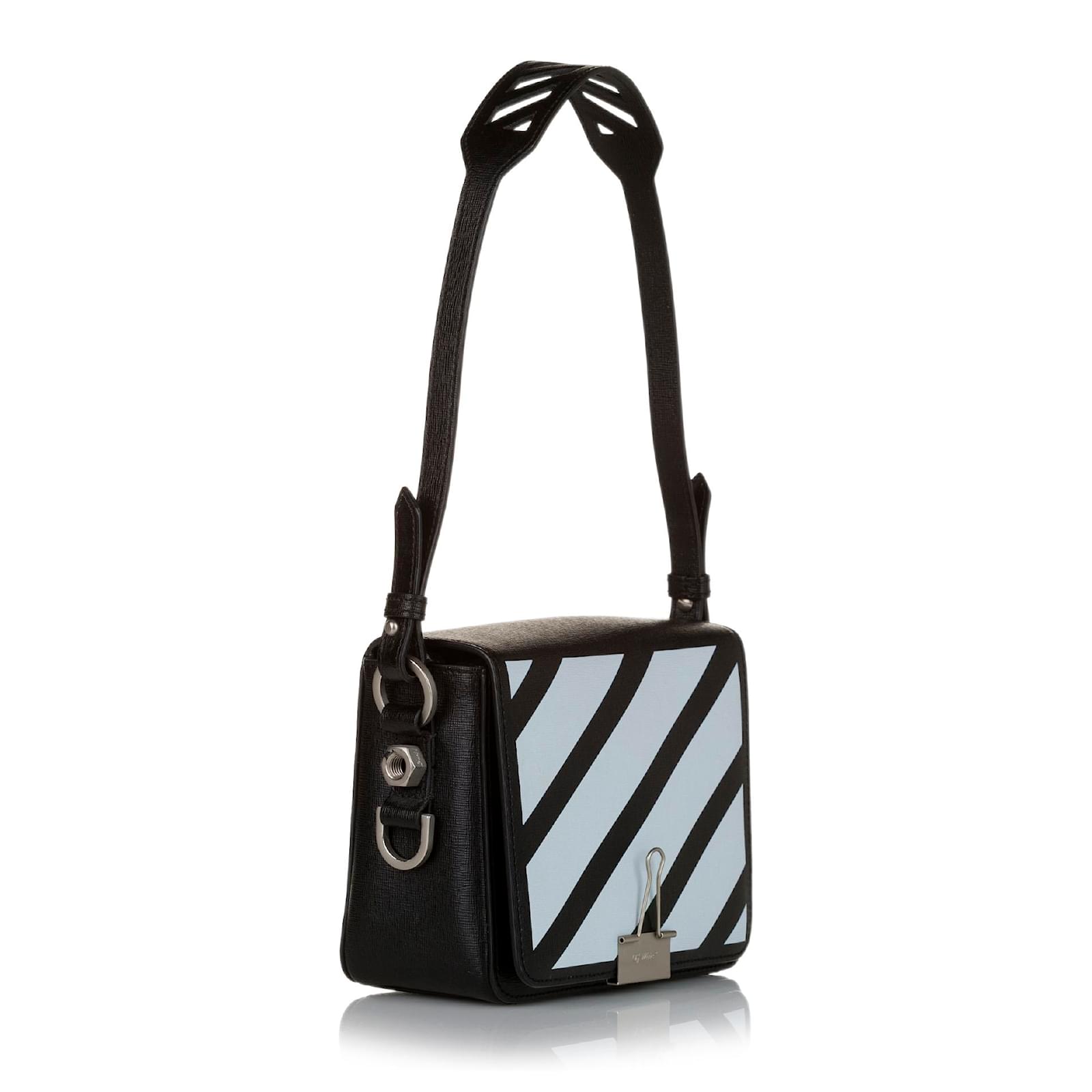 Off White Black Binder Clip Leather Crossbody Bag Pony-style calfskin  ref.588009 - Joli Closet