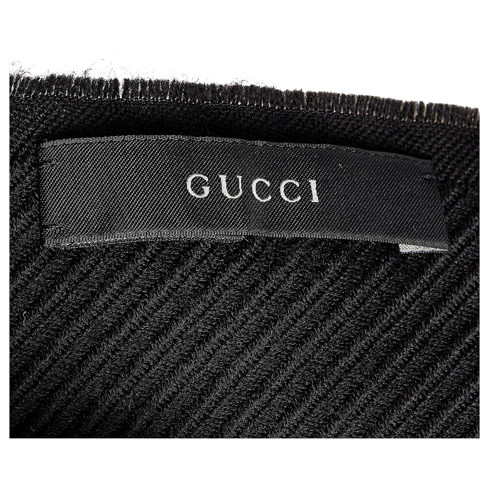 Gucci Black GG Wool Scarf Brown Beige Cloth ref.588023 - Joli Closet