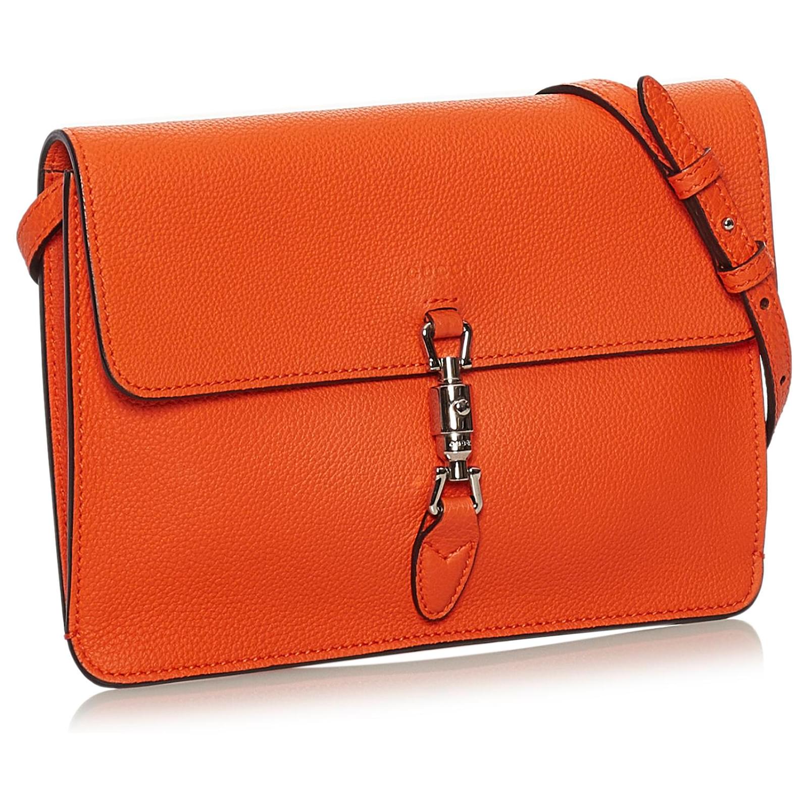 Gucci Orange Soft Jackie Convertible Leather Crossbody Bag Pony-style ...