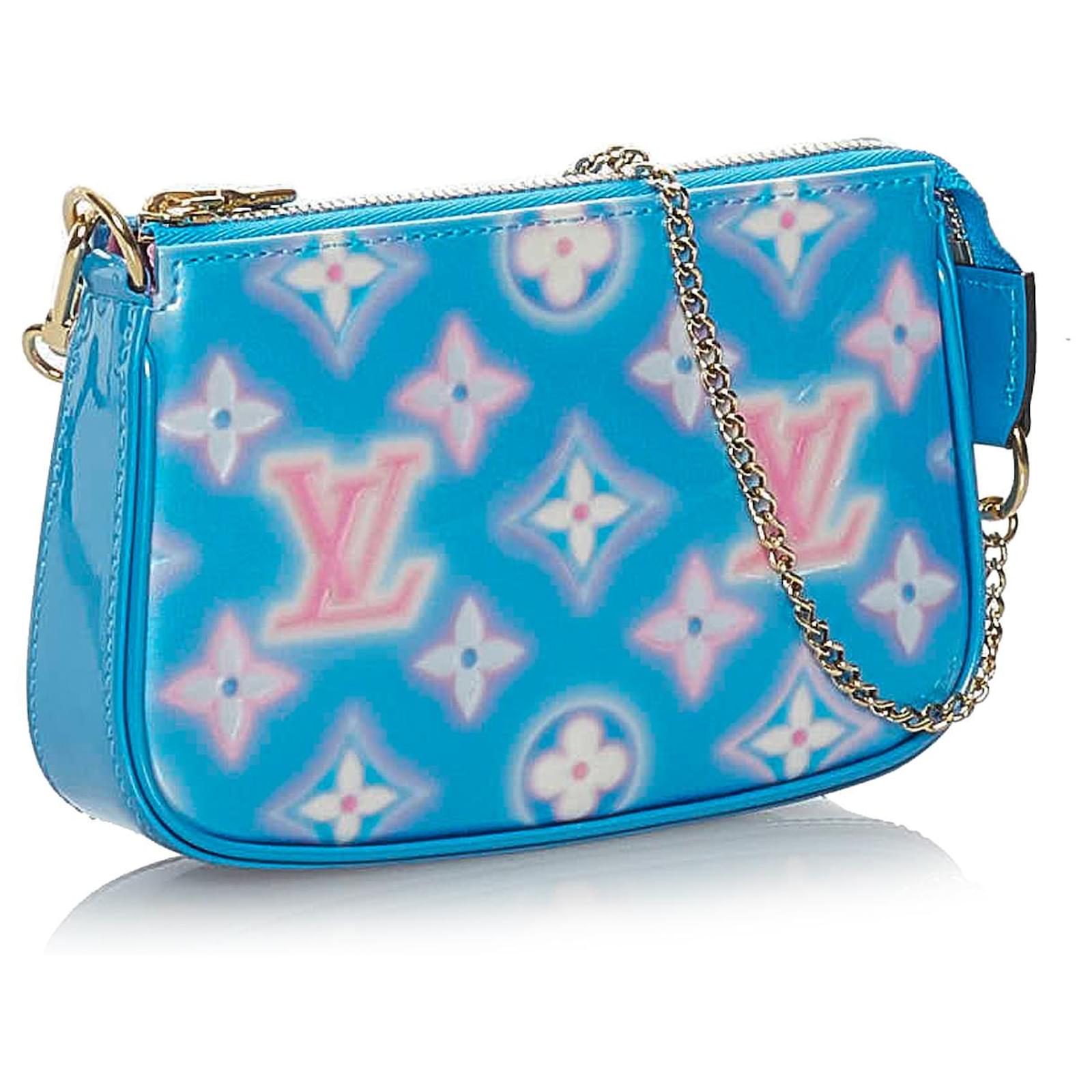 Louis Vuitton, Bags, Louis Vuitton Valentine Pink Blue Mini Pouch  Monogram Patent Leather Made France
