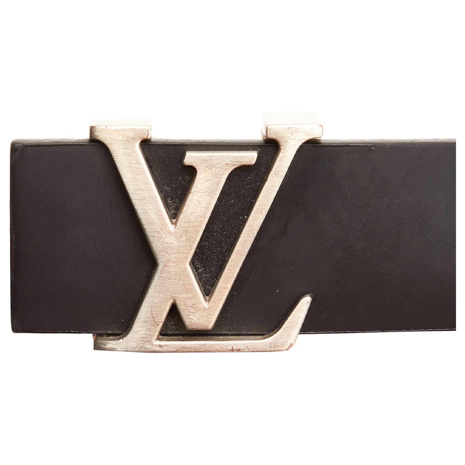 Louis Vuitton Black Initiales Leather Belt Silvery Metal Pony-style  calfskin ref.589116 - Joli Closet