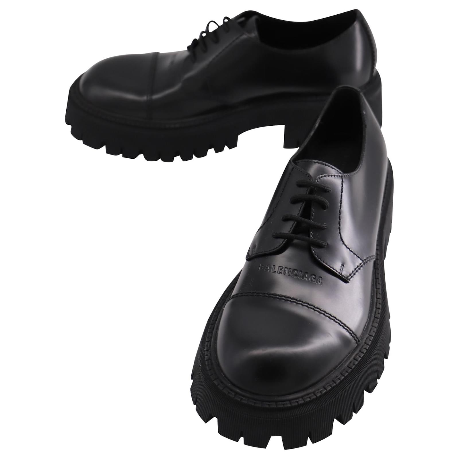 Balenciaga Tractor 60mm Derby Shoes in Black Leather ref.589465