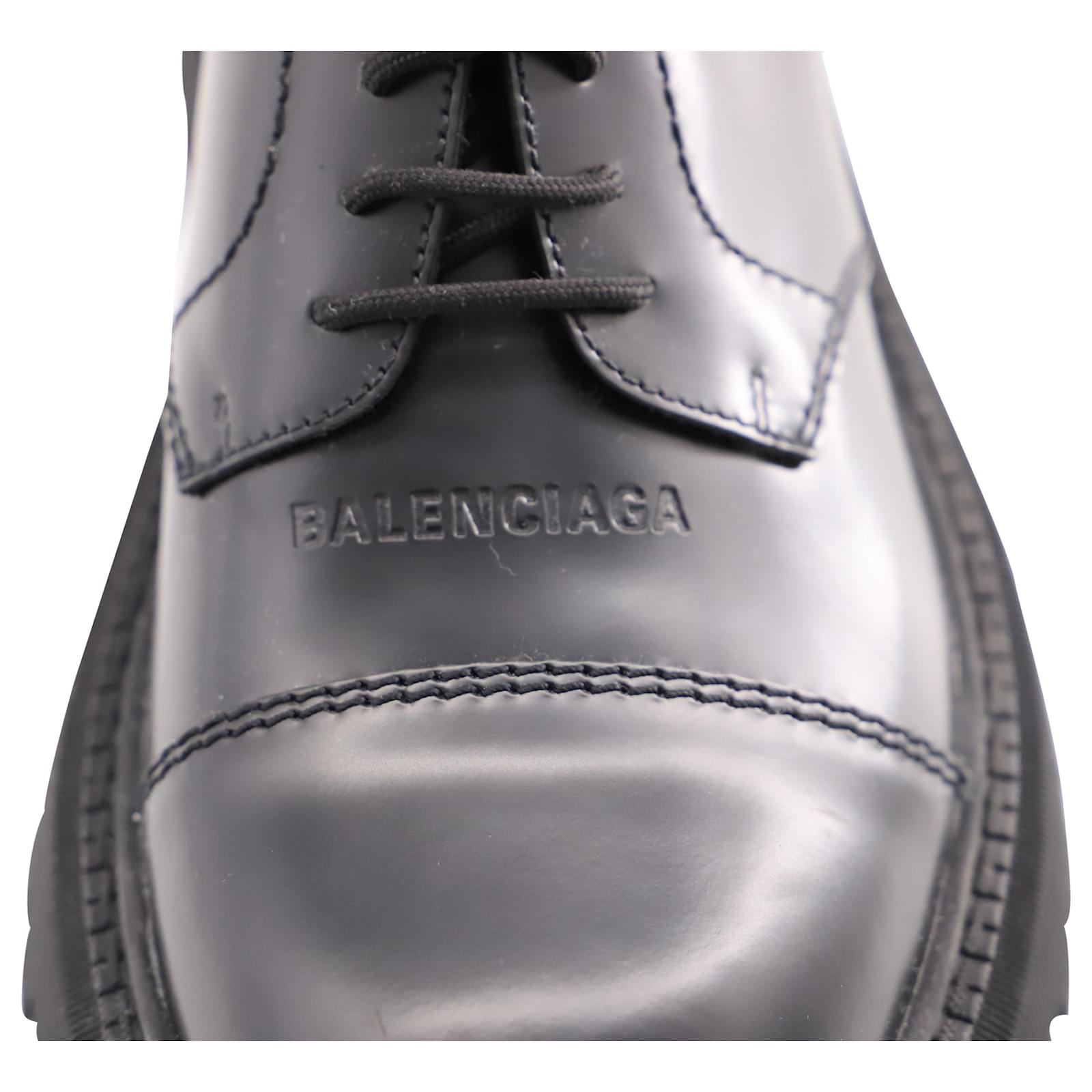 Balenciaga Tractor 60mm Derby Shoes in Black Leather ref.589465