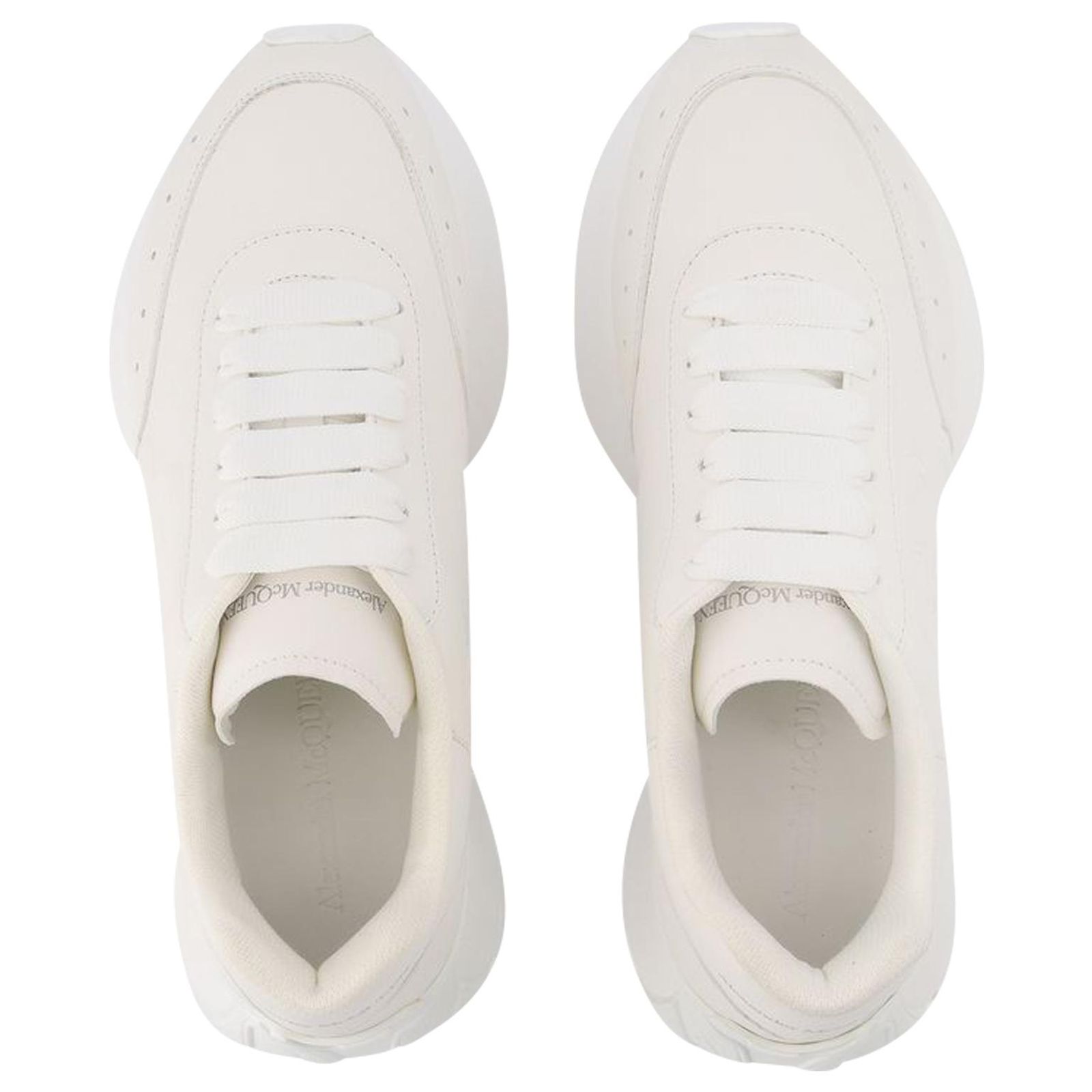 Sneakers Alexander McQueen En Cuir Blanc - Édition Limitée Poudrée Noir - Taille 41 - Occasion