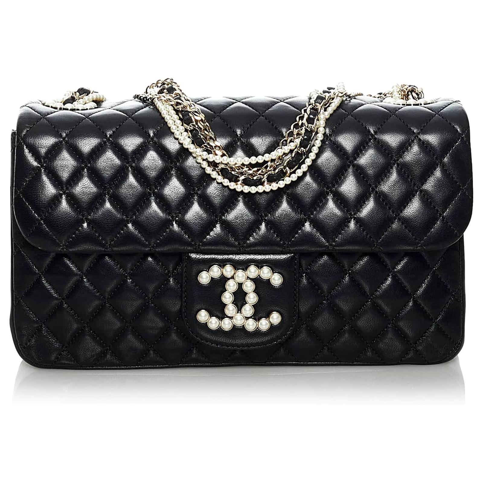 Chanel Black Medium Westminster Pearl Flap Bag Leather ref.590234