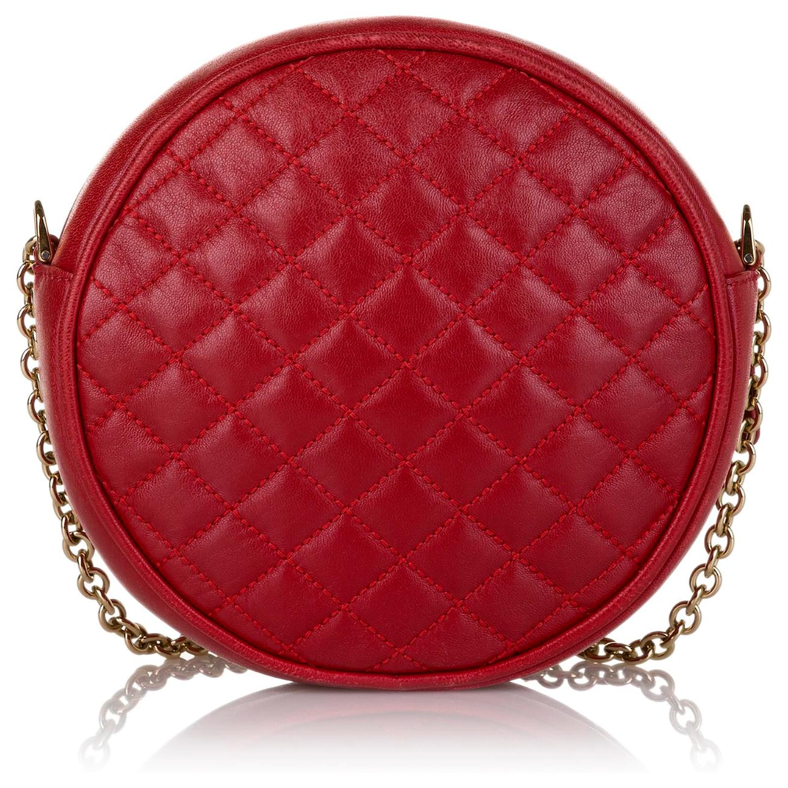 Dolce & Gabbana Dolce&Gabbana Red Glam Round Quilted Leather Crossbody Bag  Pony-style calfskin  - Joli Closet